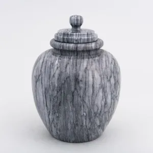 Legacy Sharing/Youth Round Natural Marble Cremation Urn in Gray