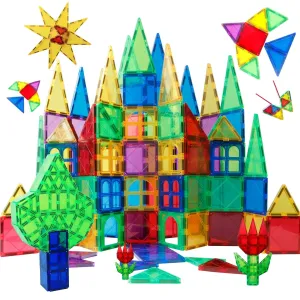 Magblock MG03100WM 3D Construction Colorful Magnetic Tiles Set, 100PCS