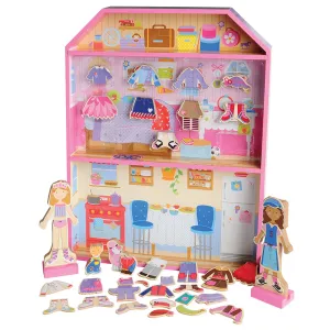 Magnetic Dress-Up Dollhouse with 60 Pieces
