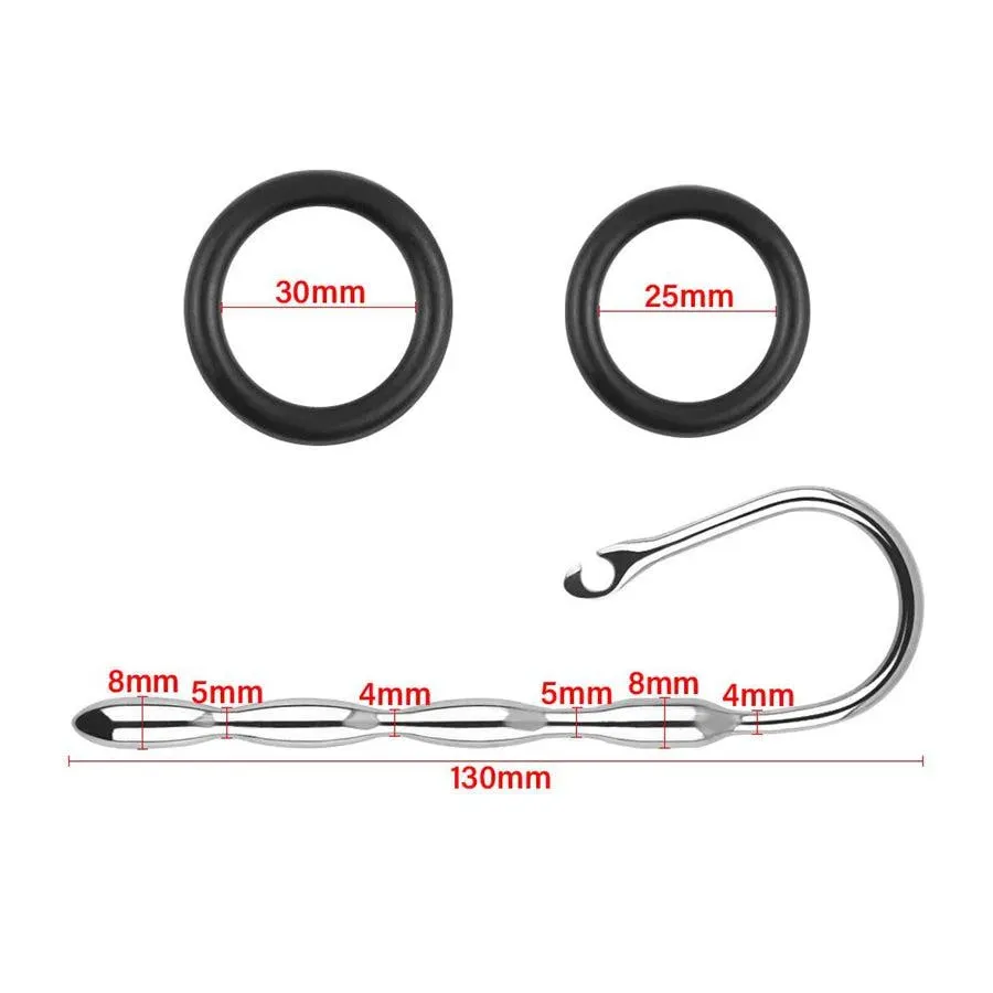 Metal Sounding Rod with Silicone Cock Ring