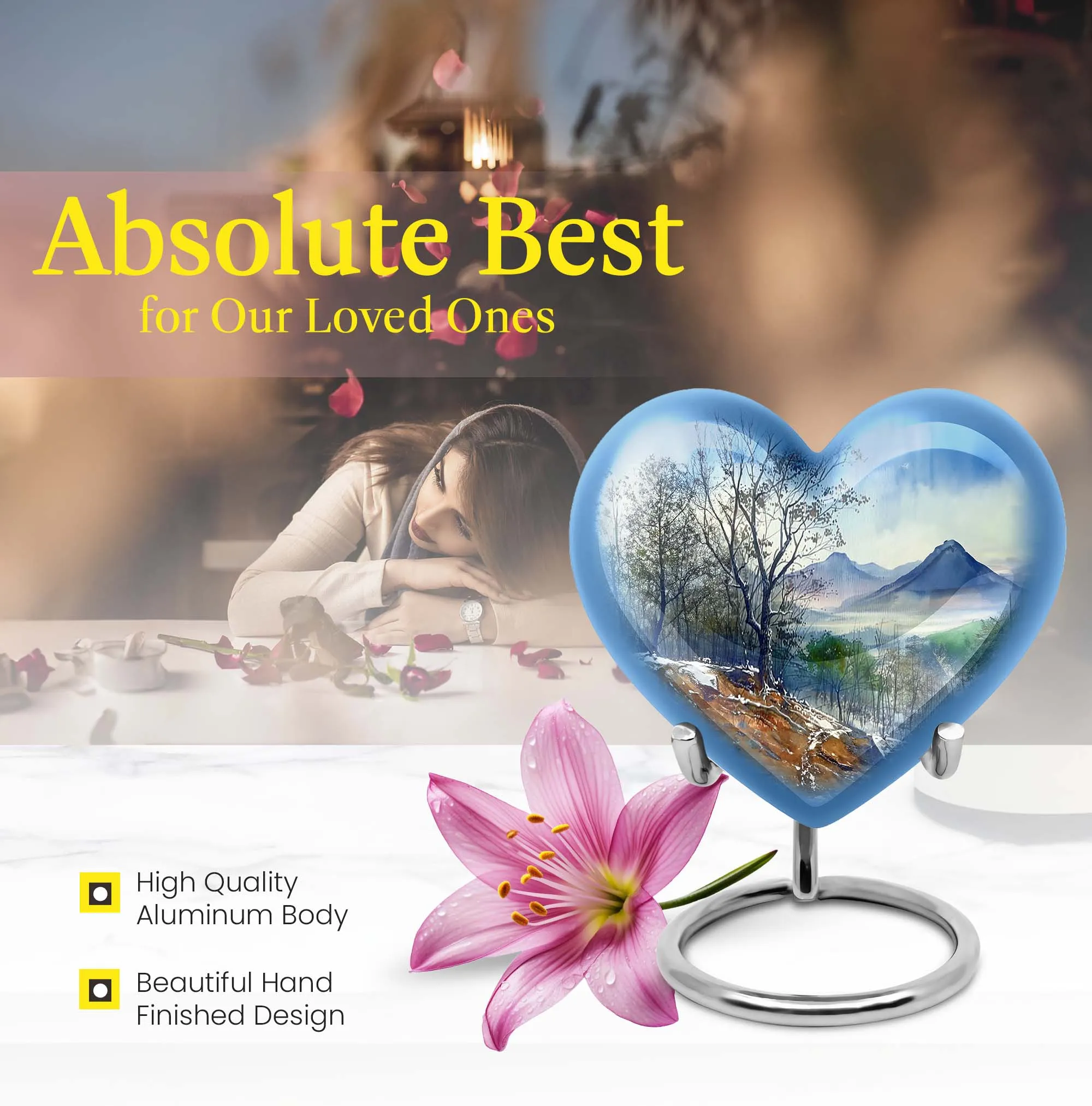 Mountains Memorial:  Keepsake Cremation Urn For Human Ashes