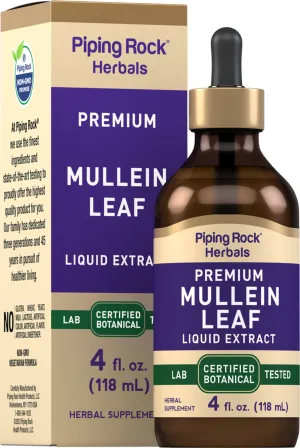 Mullein Leaf Liquid Extract Alcohol Free, 4 fl oz (118 mL) Dropper Bottle