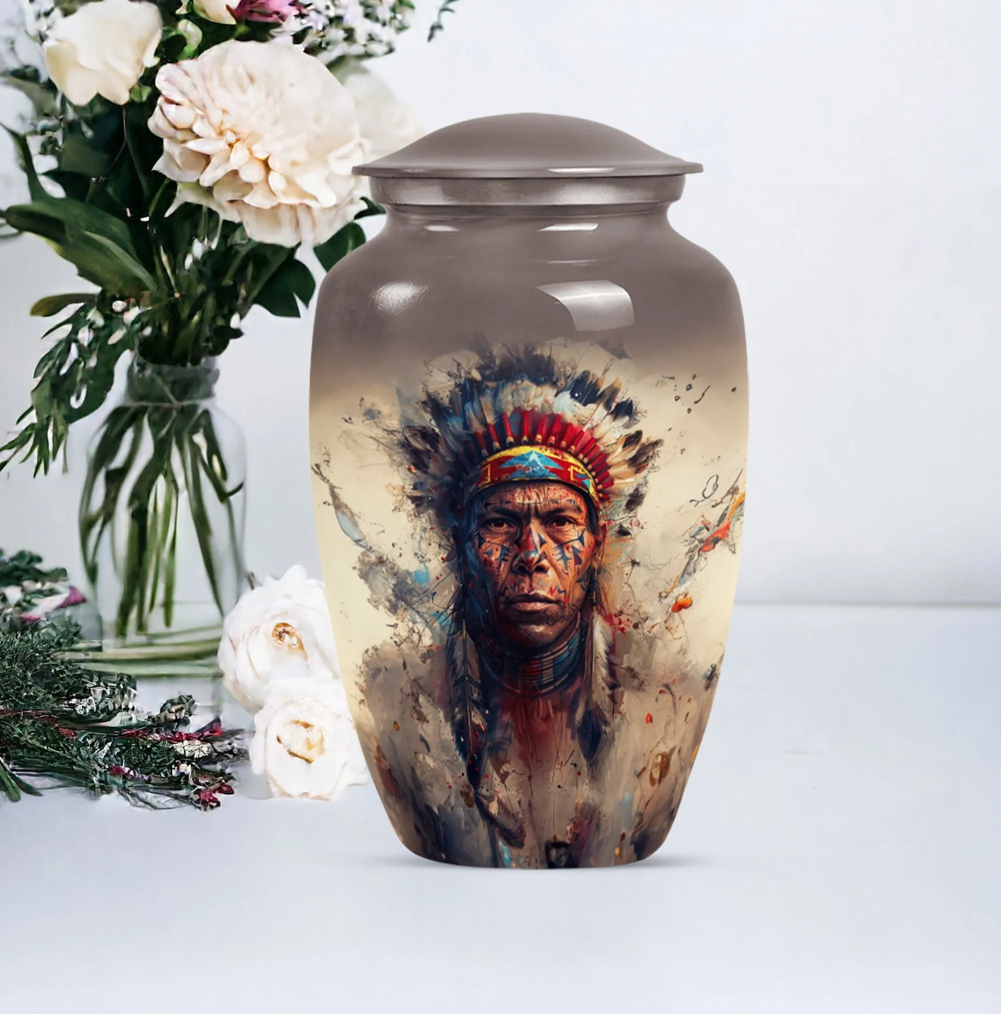 Native American Tribute Memorial Urn for Cherished Remembrance