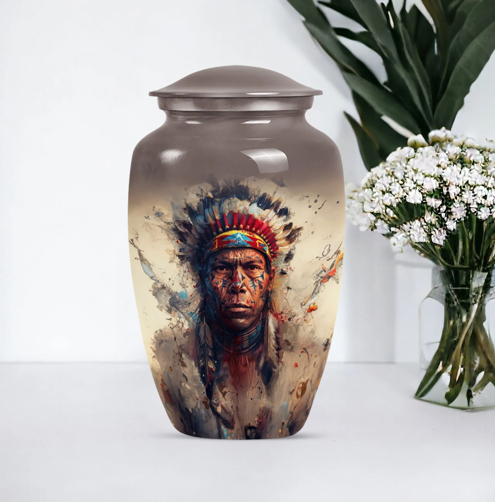 Native American Tribute Memorial Urn for Cherished Remembrance