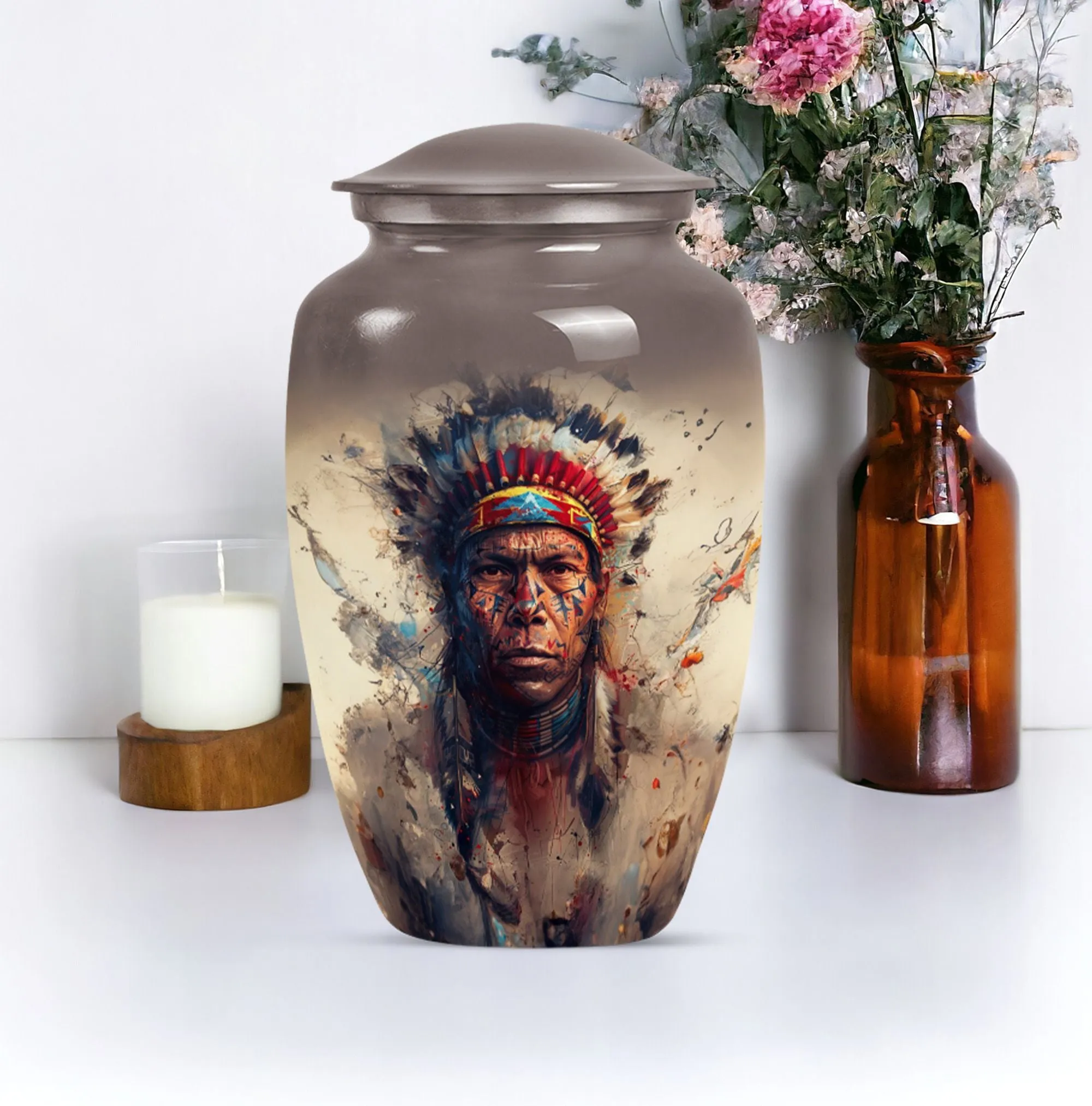 Native American Tribute Memorial Urn for Cherished Remembrance