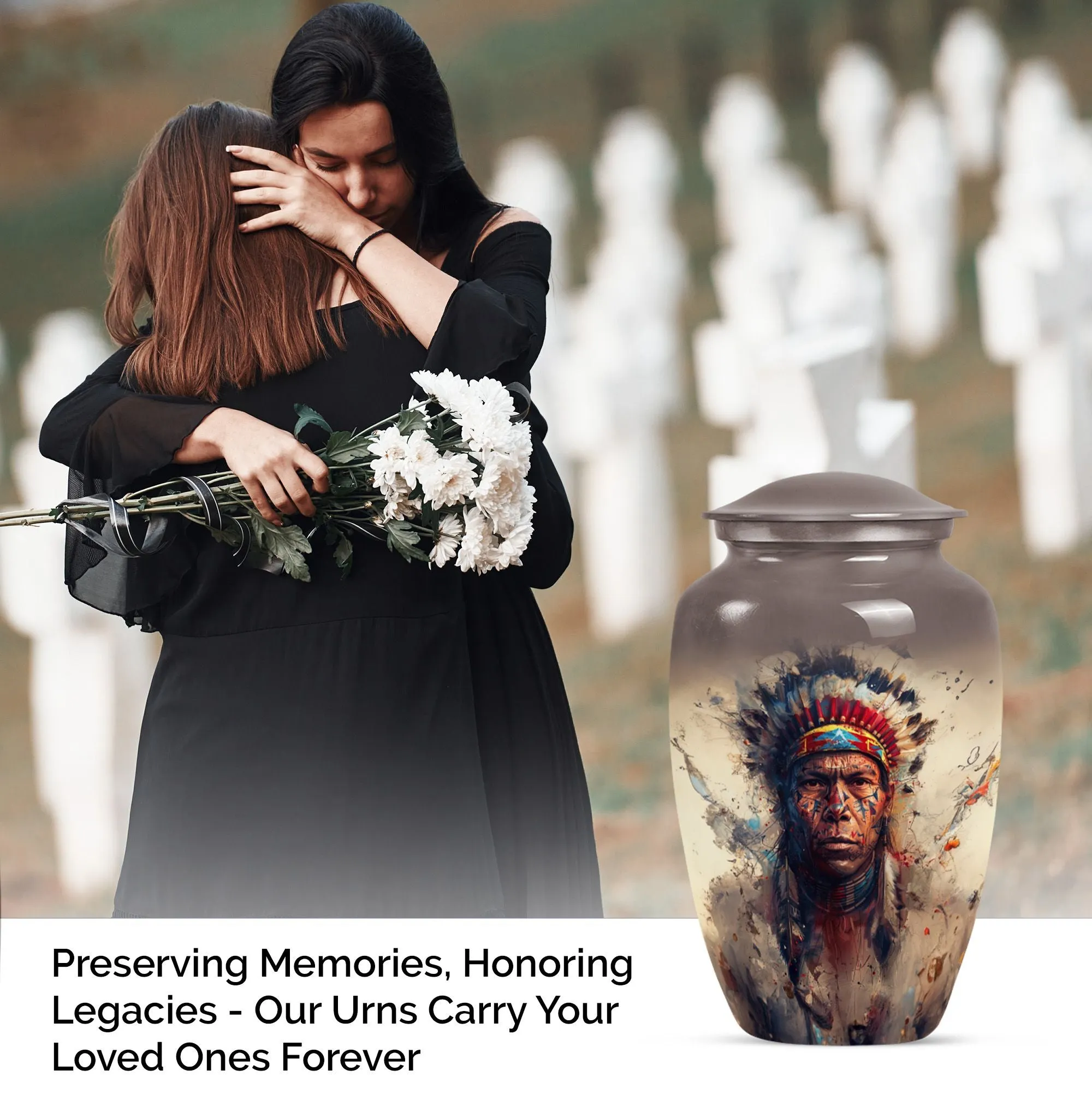 Native American Tribute Memorial Urn for Cherished Remembrance