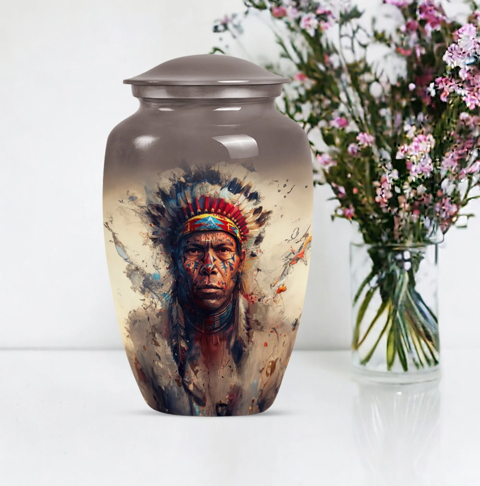 Native American Tribute Memorial Urn for Cherished Remembrance