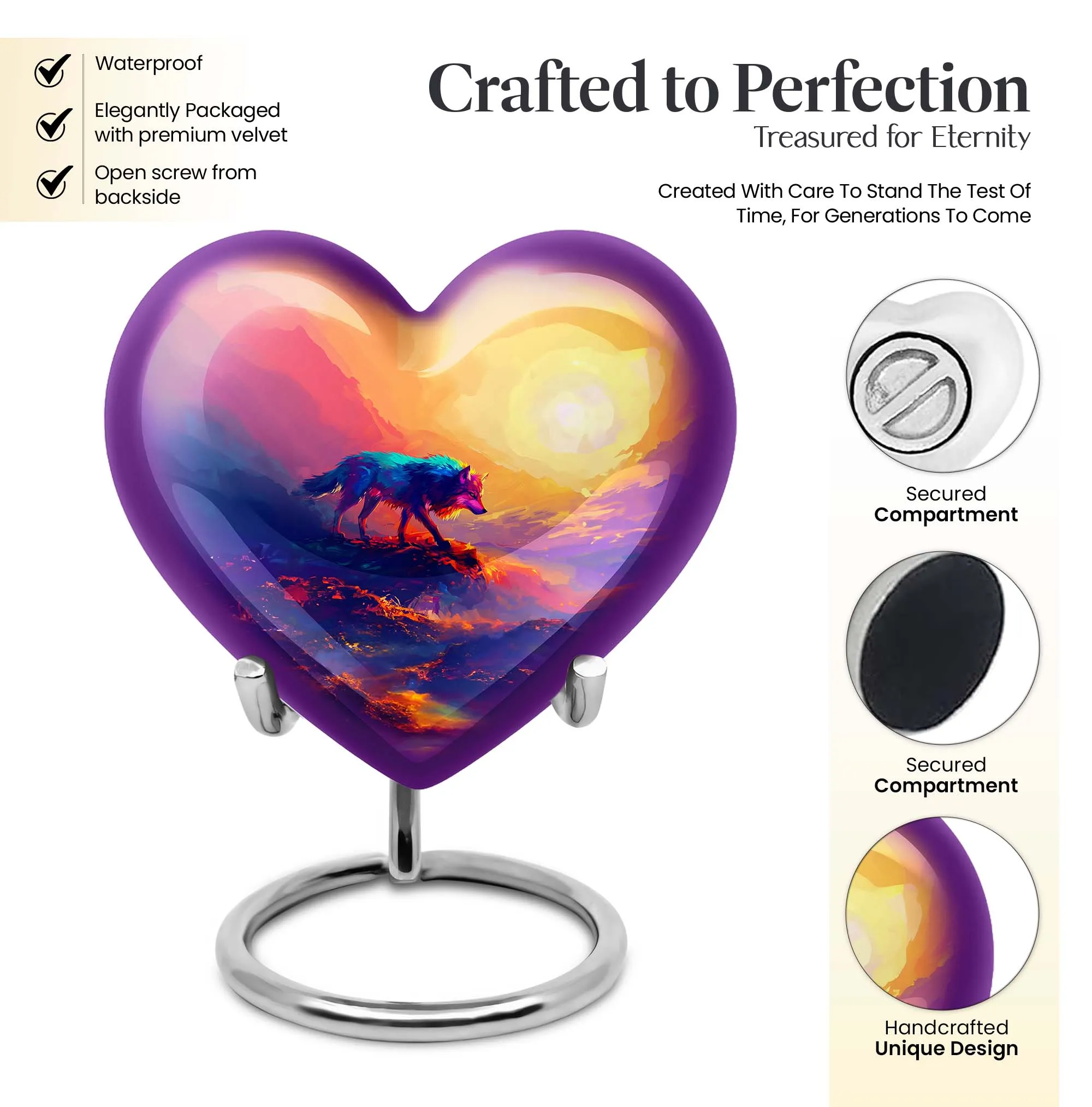 Noble Wolf Embrace: An Elegantly Crafted Large Cremation Urn