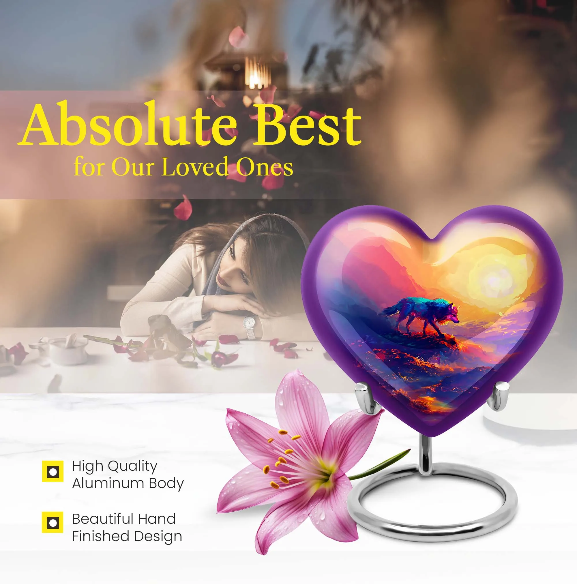 Noble Wolf Embrace: An Elegantly Crafted Large Cremation Urn