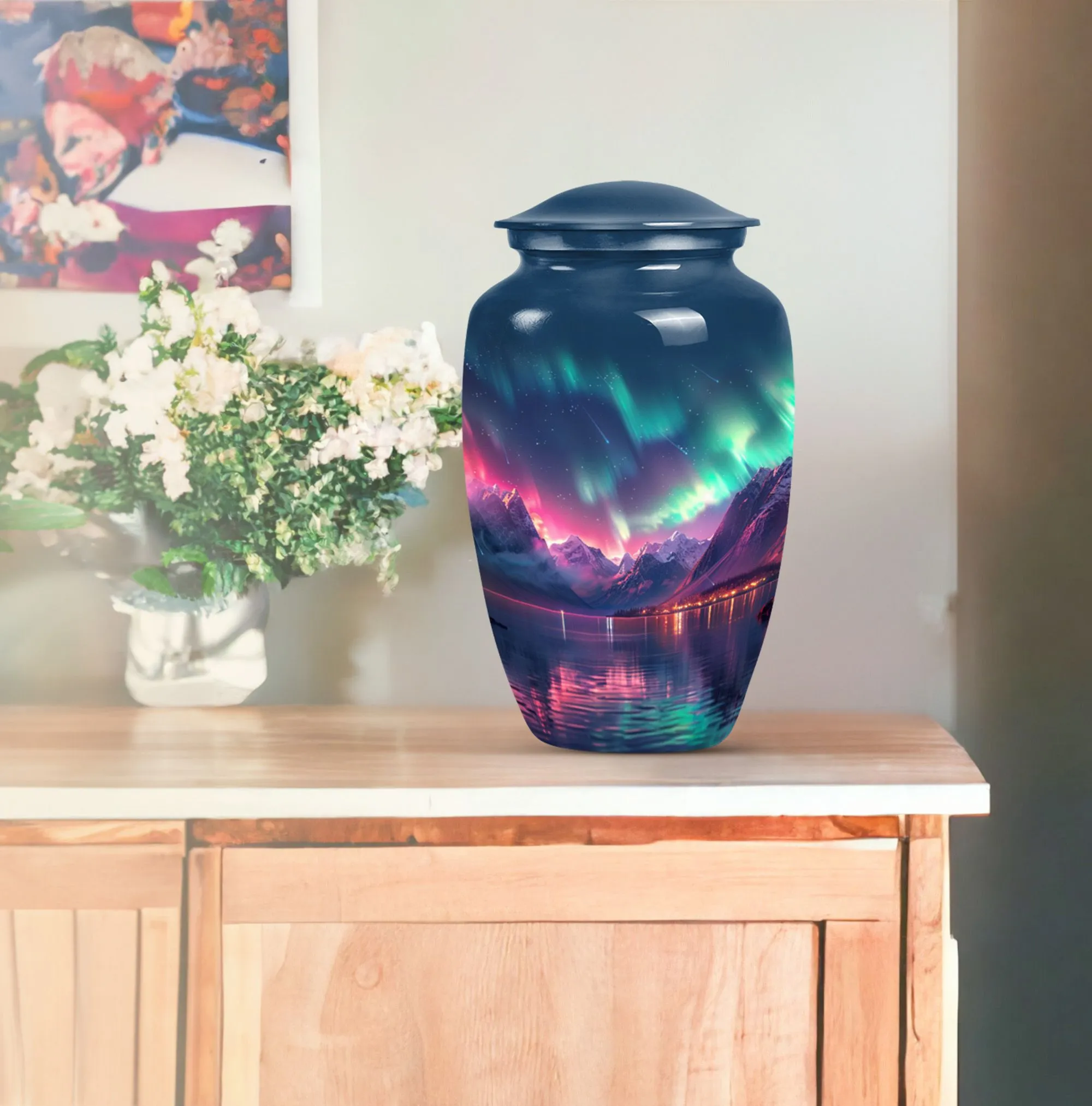 Northern Lights  Memorial Cremation Urn for Women’s Ashes