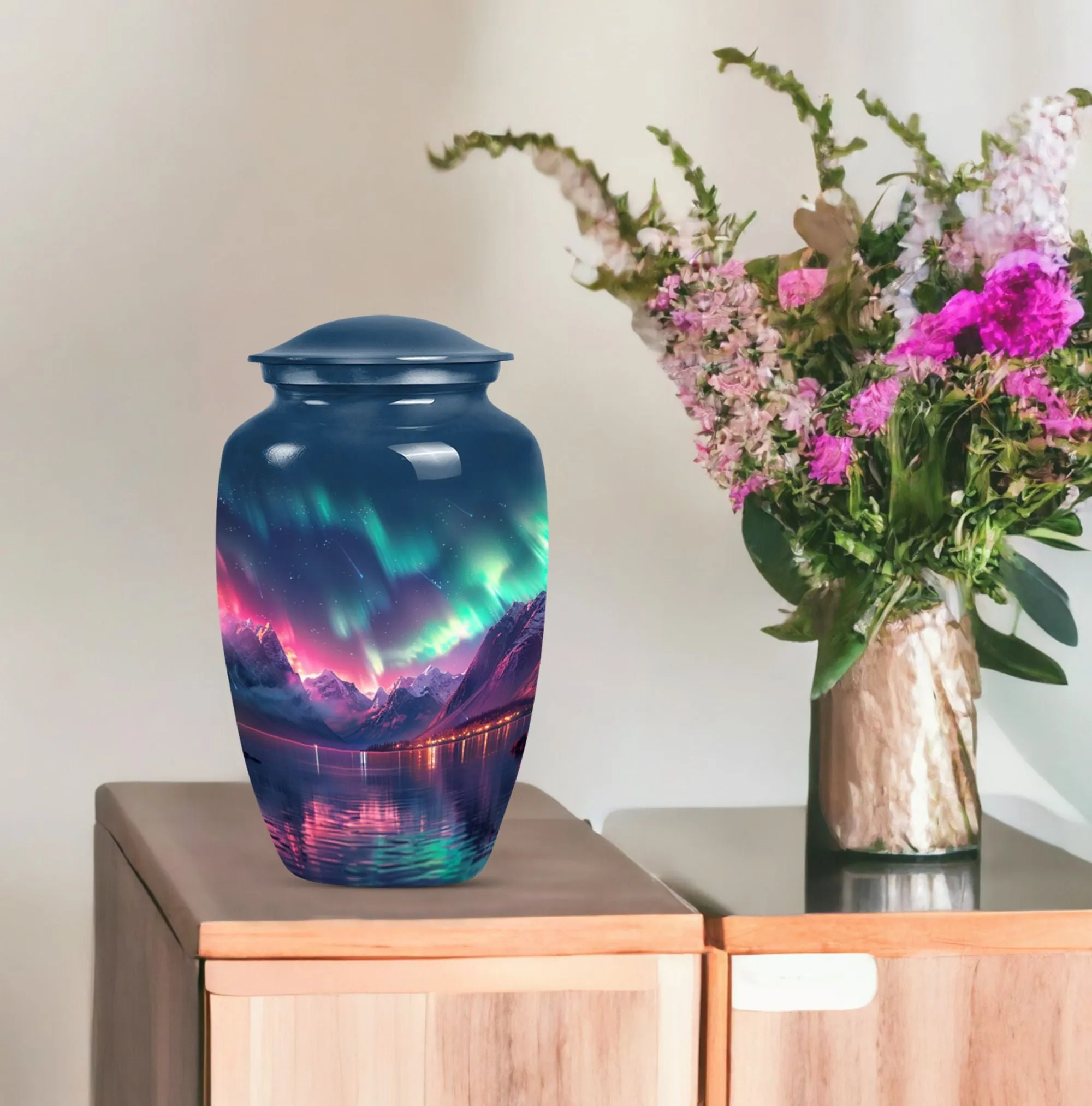 Northern Lights  Memorial Cremation Urn for Women’s Ashes