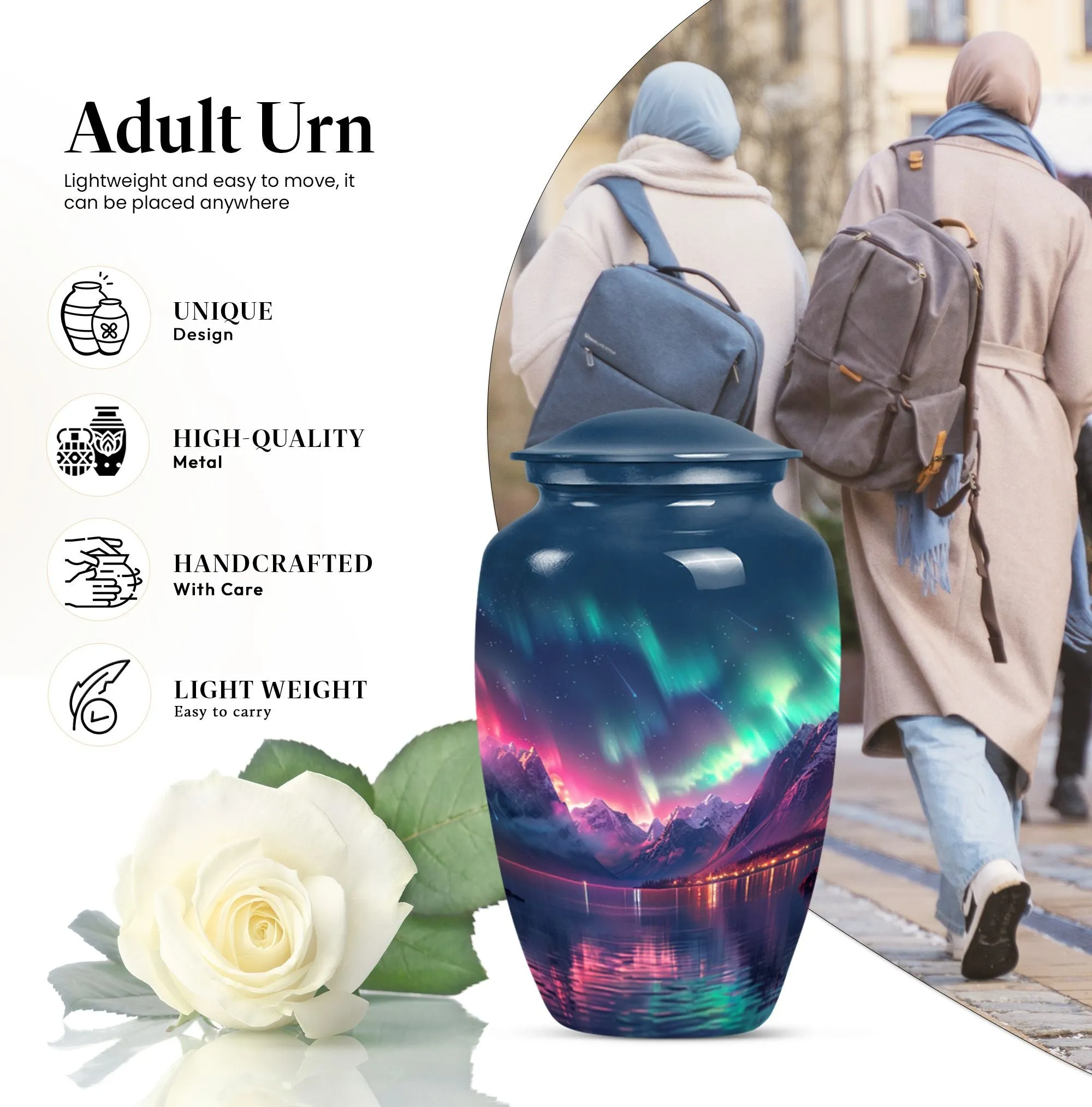 Northern Lights  Memorial Cremation Urn for Women’s Ashes