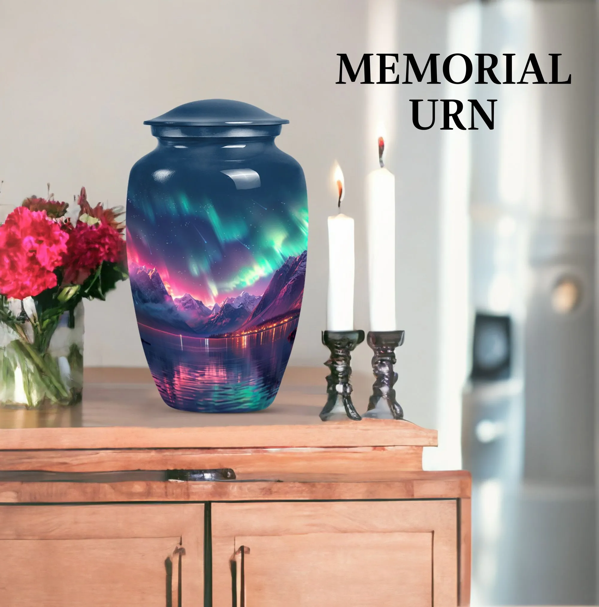 Northern Lights  Memorial Cremation Urn for Women’s Ashes