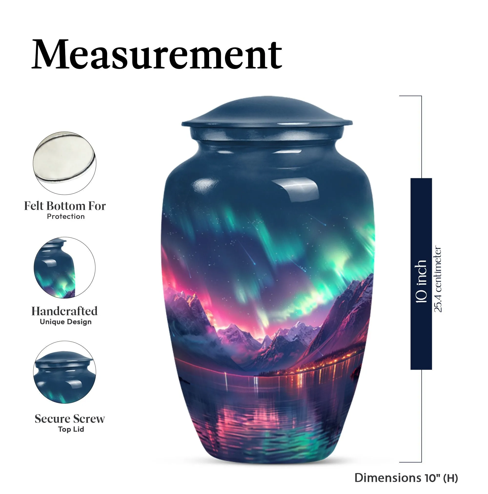 Northern Lights  Memorial Cremation Urn for Women’s Ashes