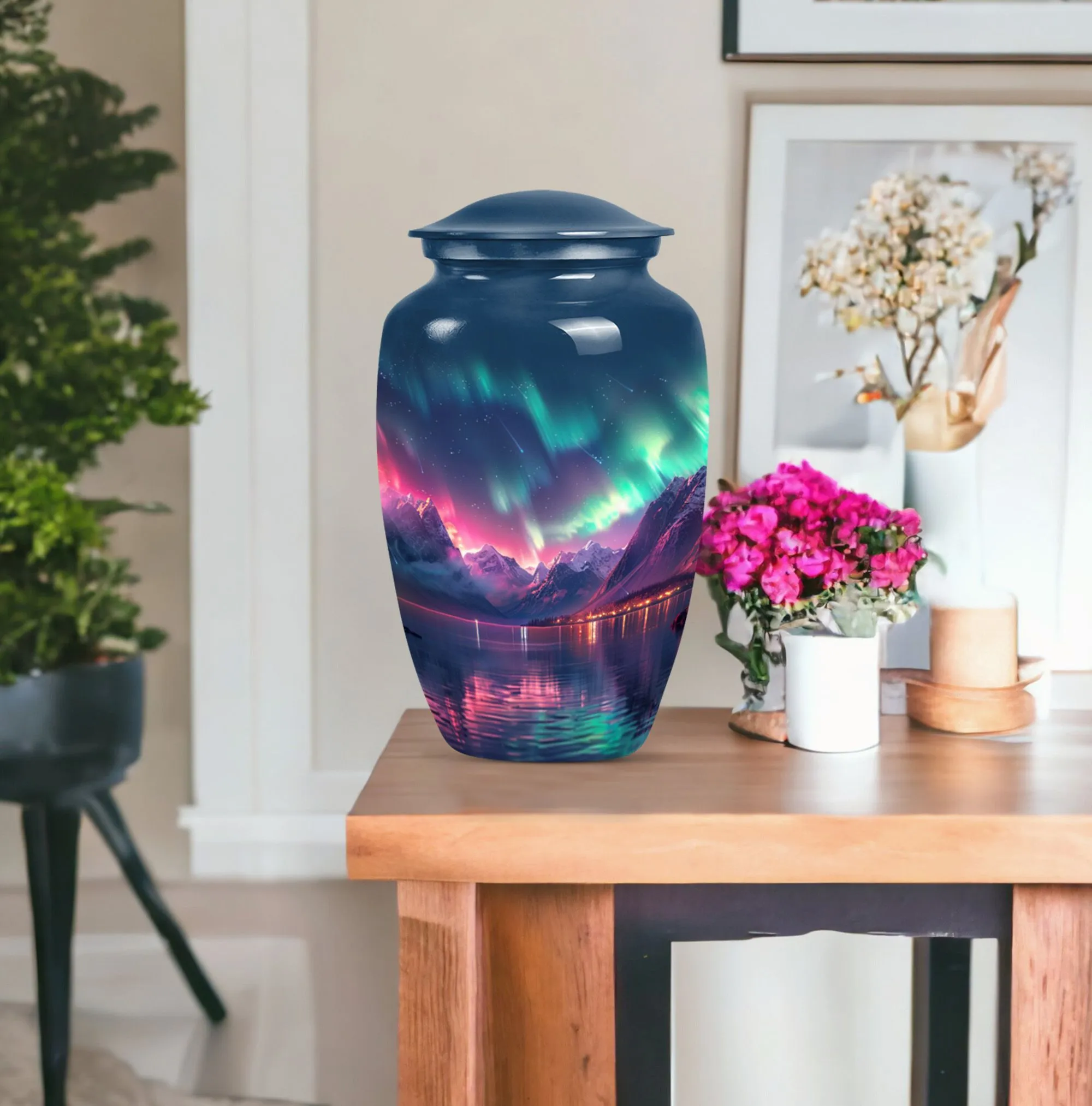Northern Lights  Memorial Cremation Urn for Women’s Ashes