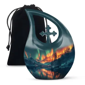 Northern Lights Urn : Cross Drop Memorial Urn For Human Ashes