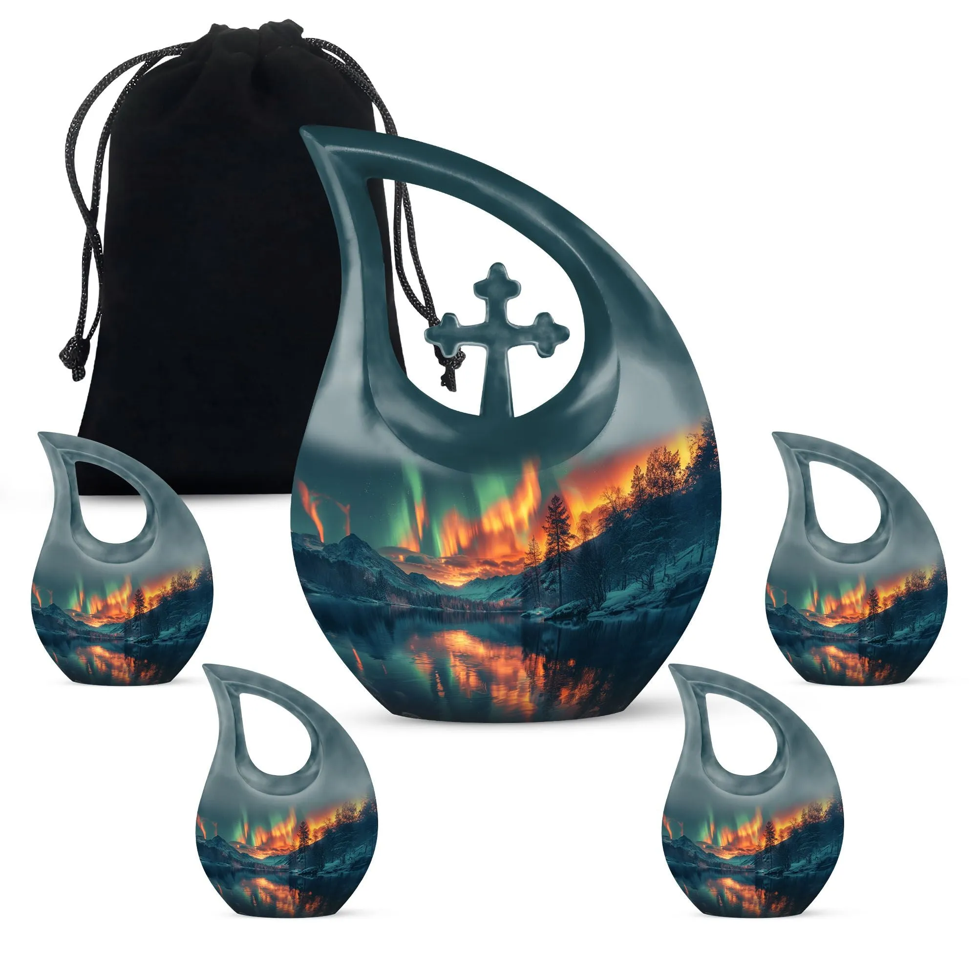 Northern Lights Urn : Cross Drop Memorial Urn For Human Ashes