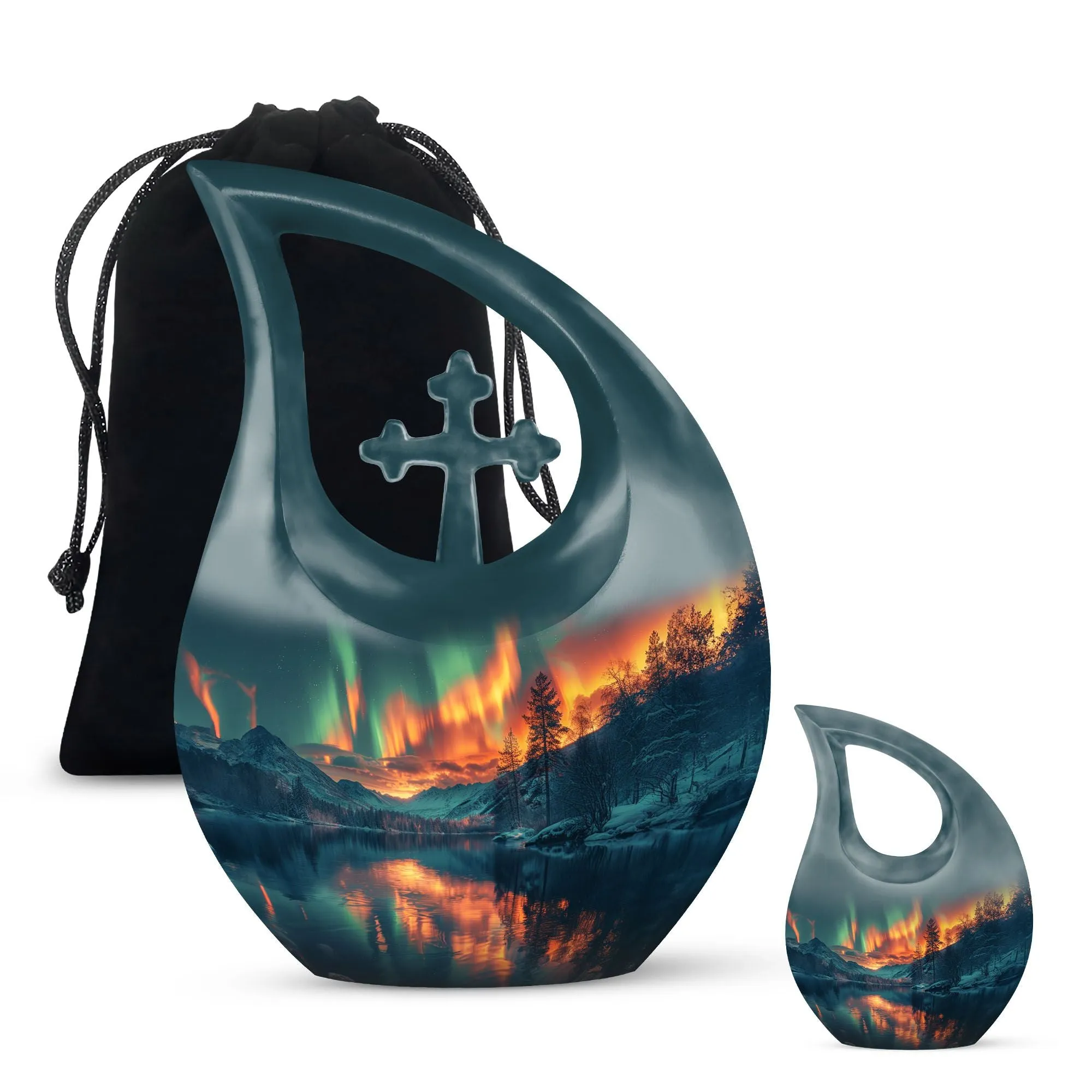 Northern Lights Urn : Cross Drop Memorial Urn For Human Ashes