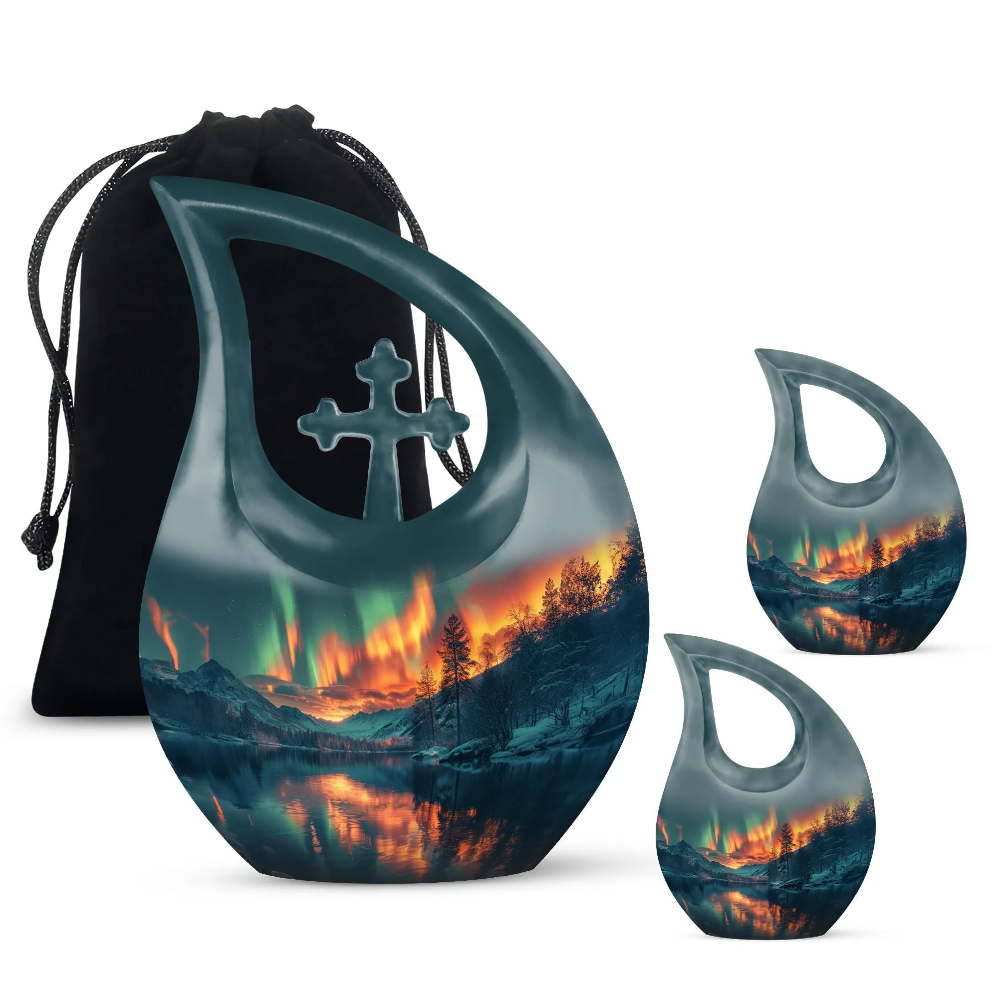 Northern Lights Urn : Cross Drop Memorial Urn For Human Ashes