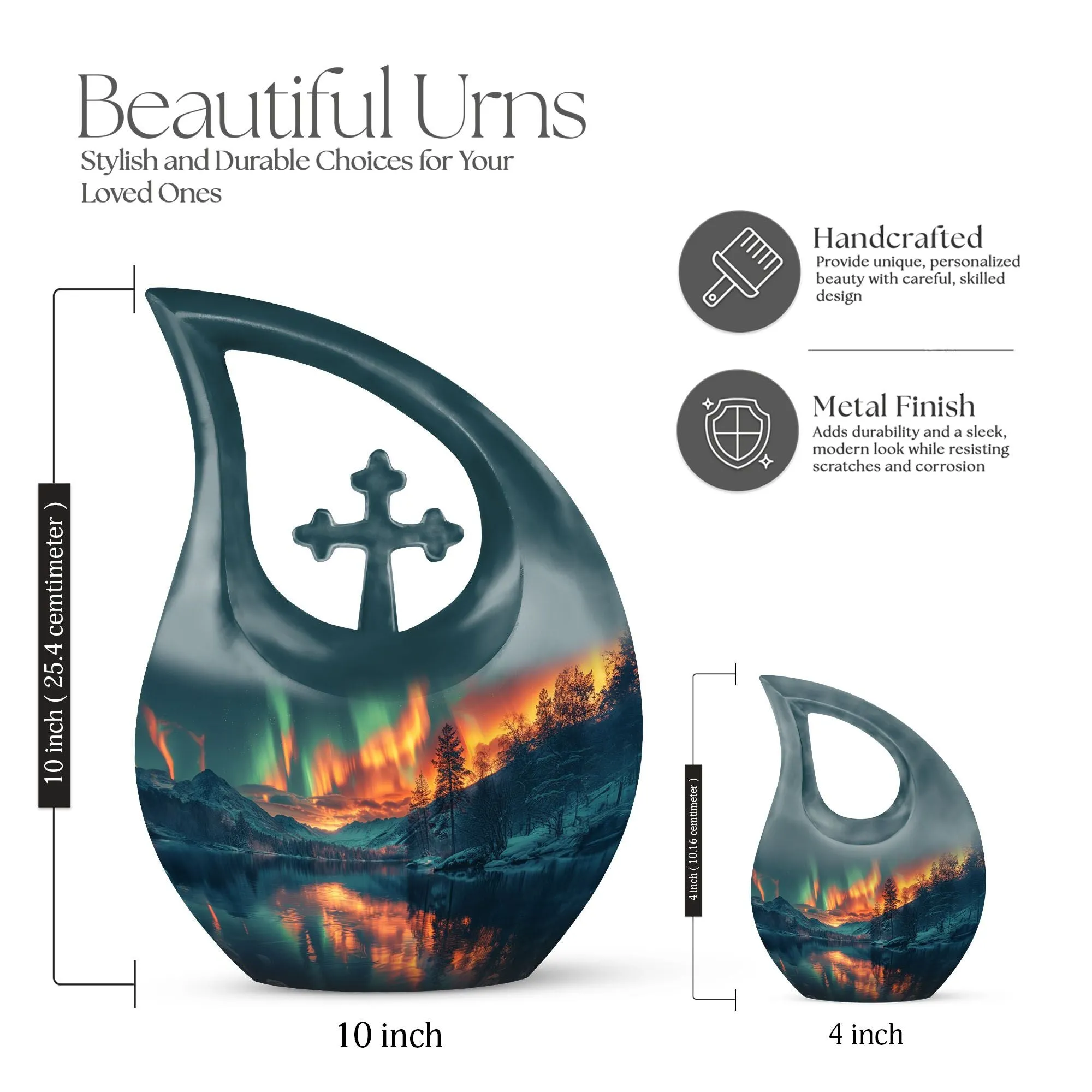 Northern Lights Urn : Cross Drop Memorial Urn For Human Ashes