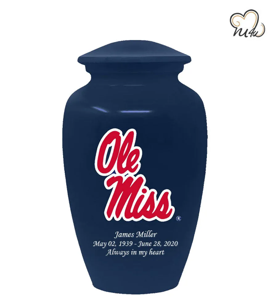 Ole Miss Rebels College Cremation Urn - Blue