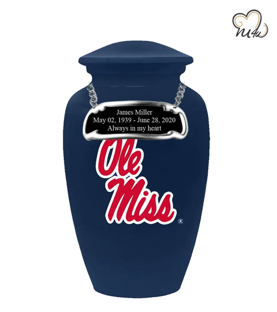 Ole Miss Rebels College Cremation Urn - Blue
