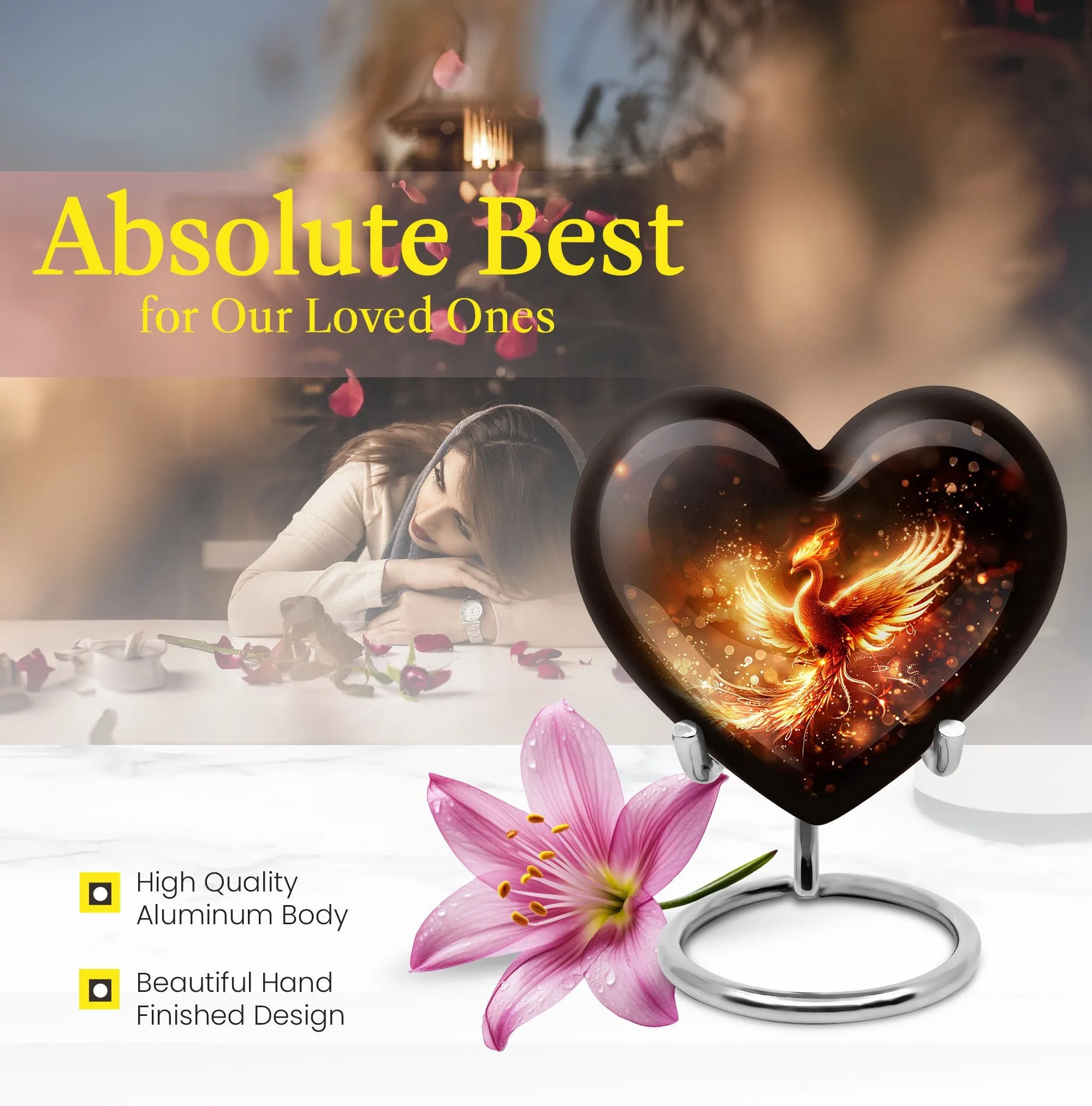 Phoenix Ascend: Artistic Abstract Cremation Personalized Urn