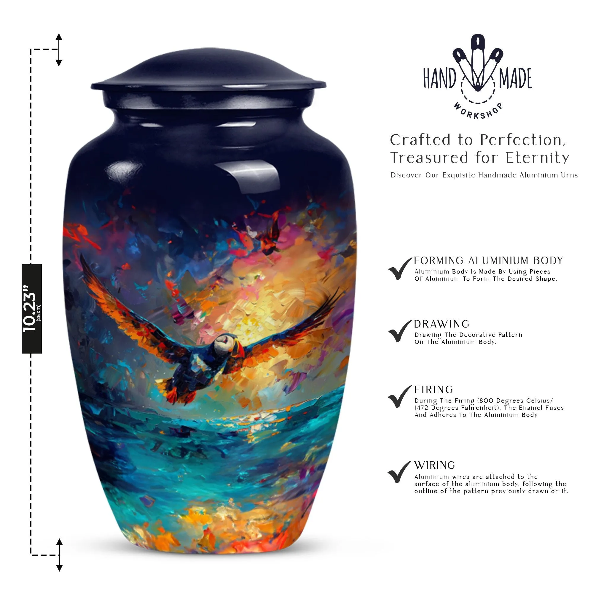 Puffin Bird Echo: Distinctive Cremation Urn for  Ashes Peace