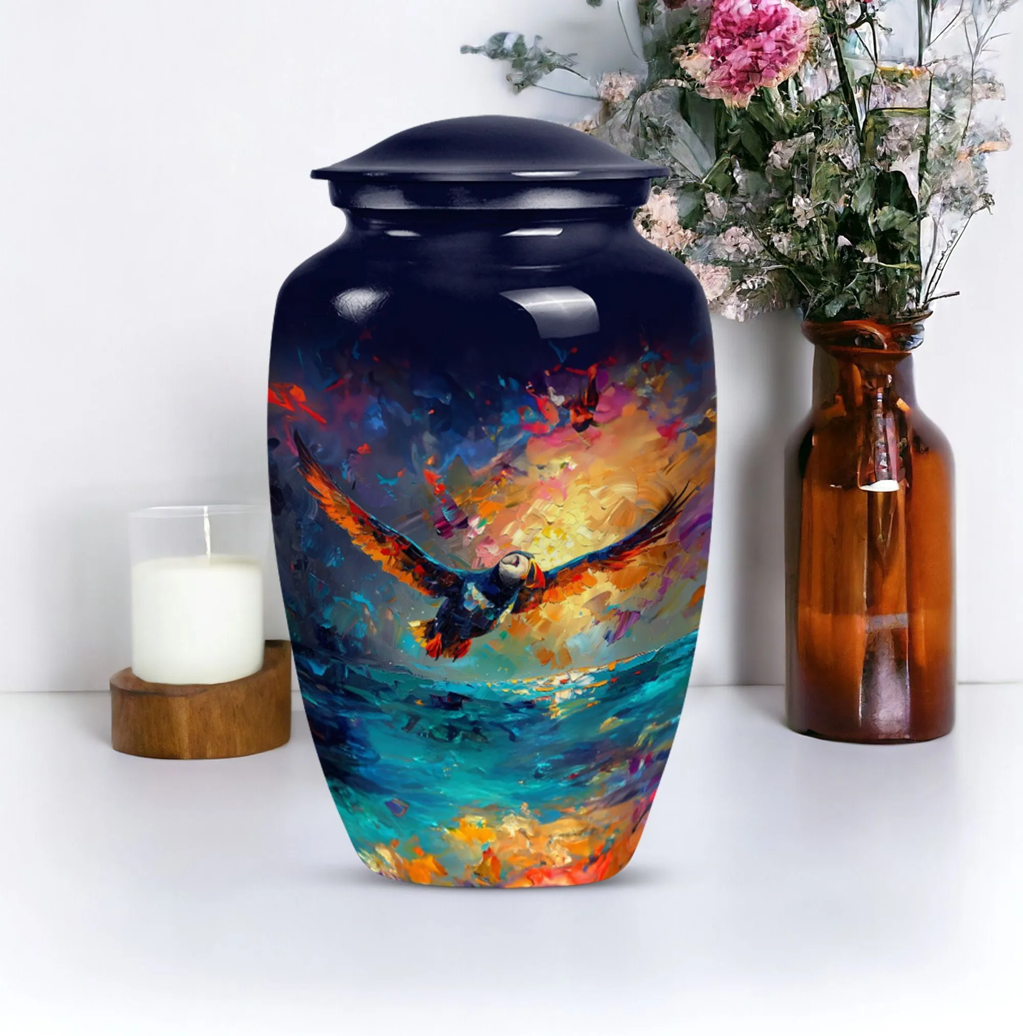 Puffin Bird Echo: Distinctive Cremation Urn for  Ashes Peace