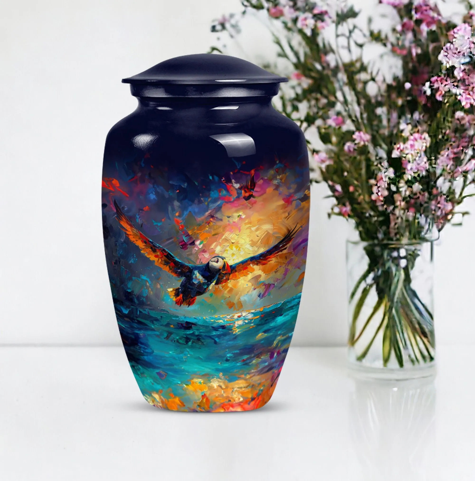 Puffin Bird Echo: Distinctive Cremation Urn for  Ashes Peace