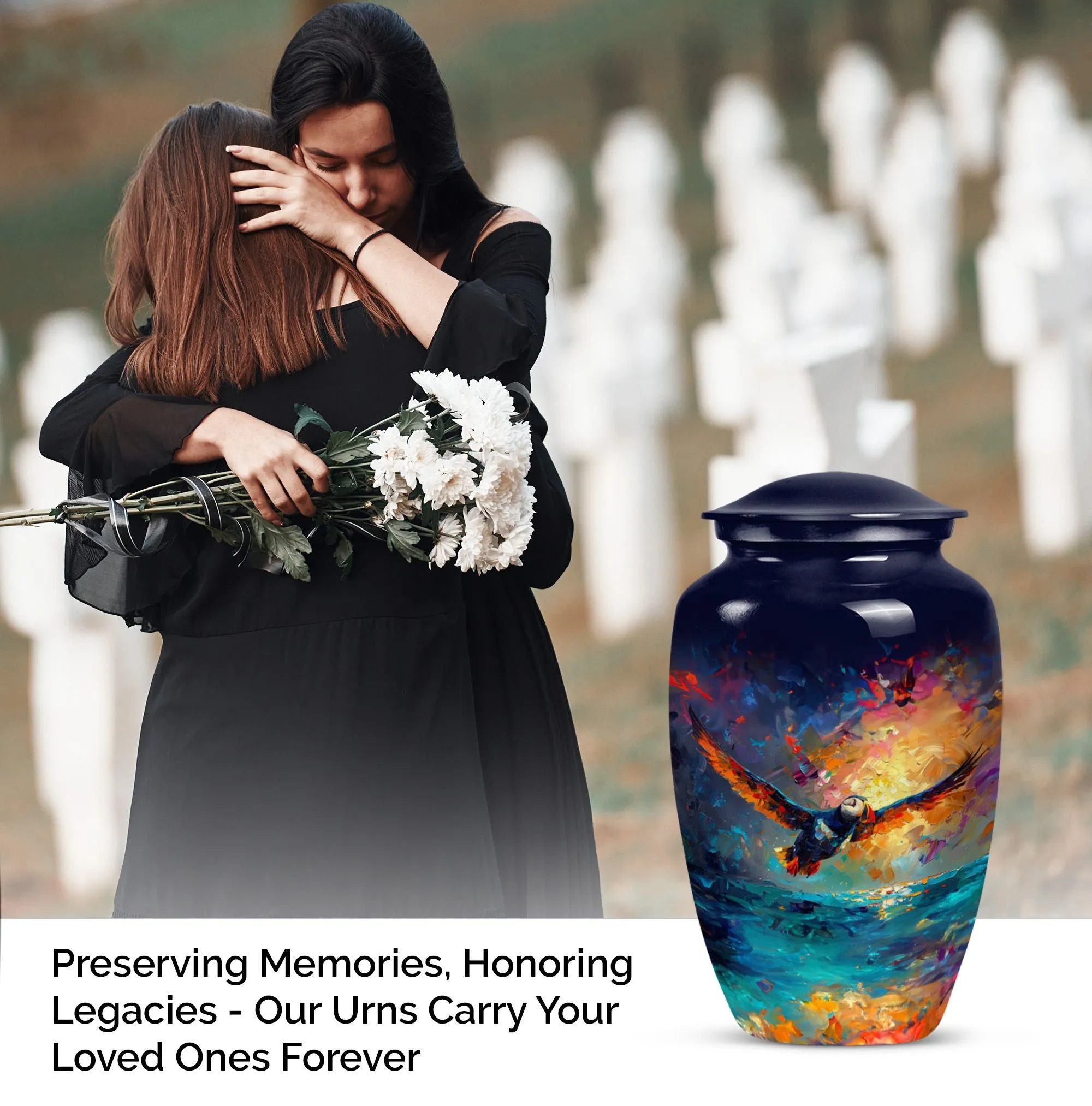 Puffin Bird Echo: Distinctive Cremation Urn for  Ashes Peace