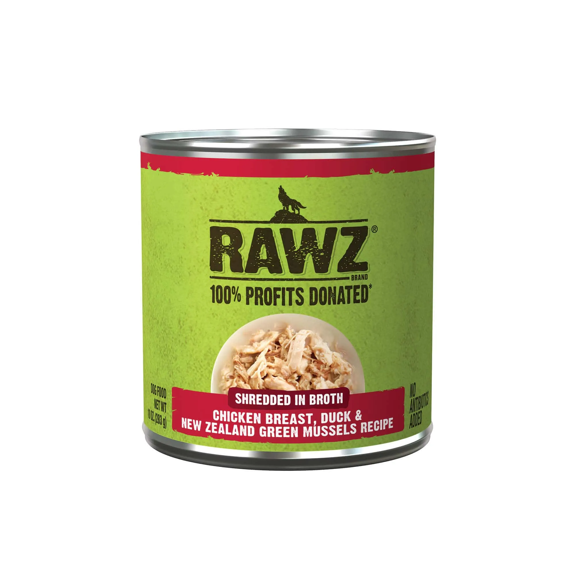 RAWZ Shredded in Broth Chicken Breast, Duck & New Zealand Green Mussel Recipe Canned Dog Food