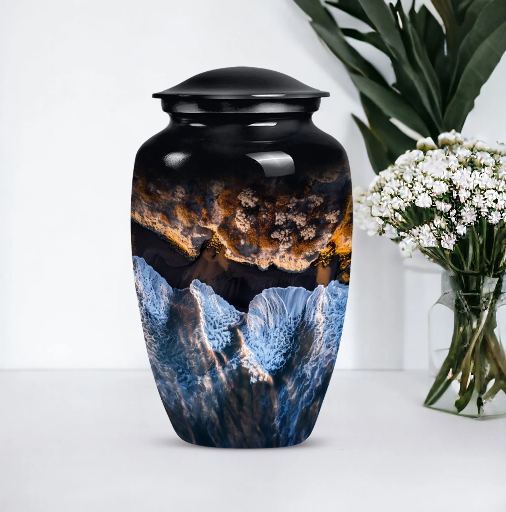 Resilient Ocean Waves: A Majestic Memorial Urn for Ashes