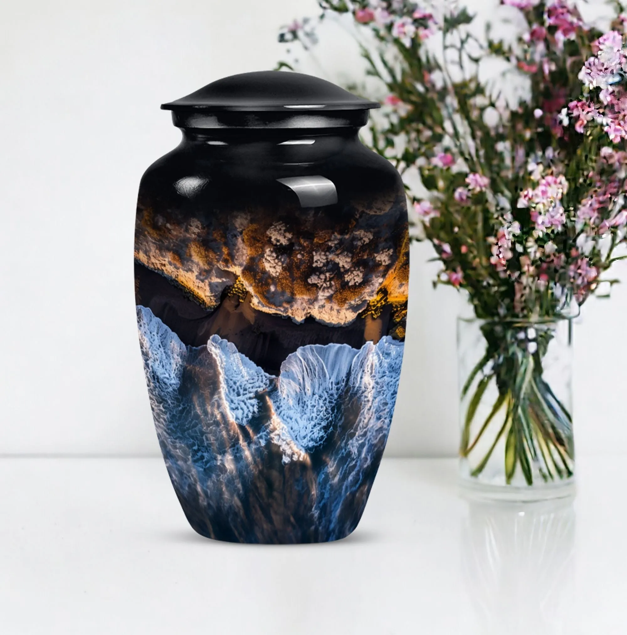 Resilient Ocean Waves: A Majestic Memorial Urn for Ashes