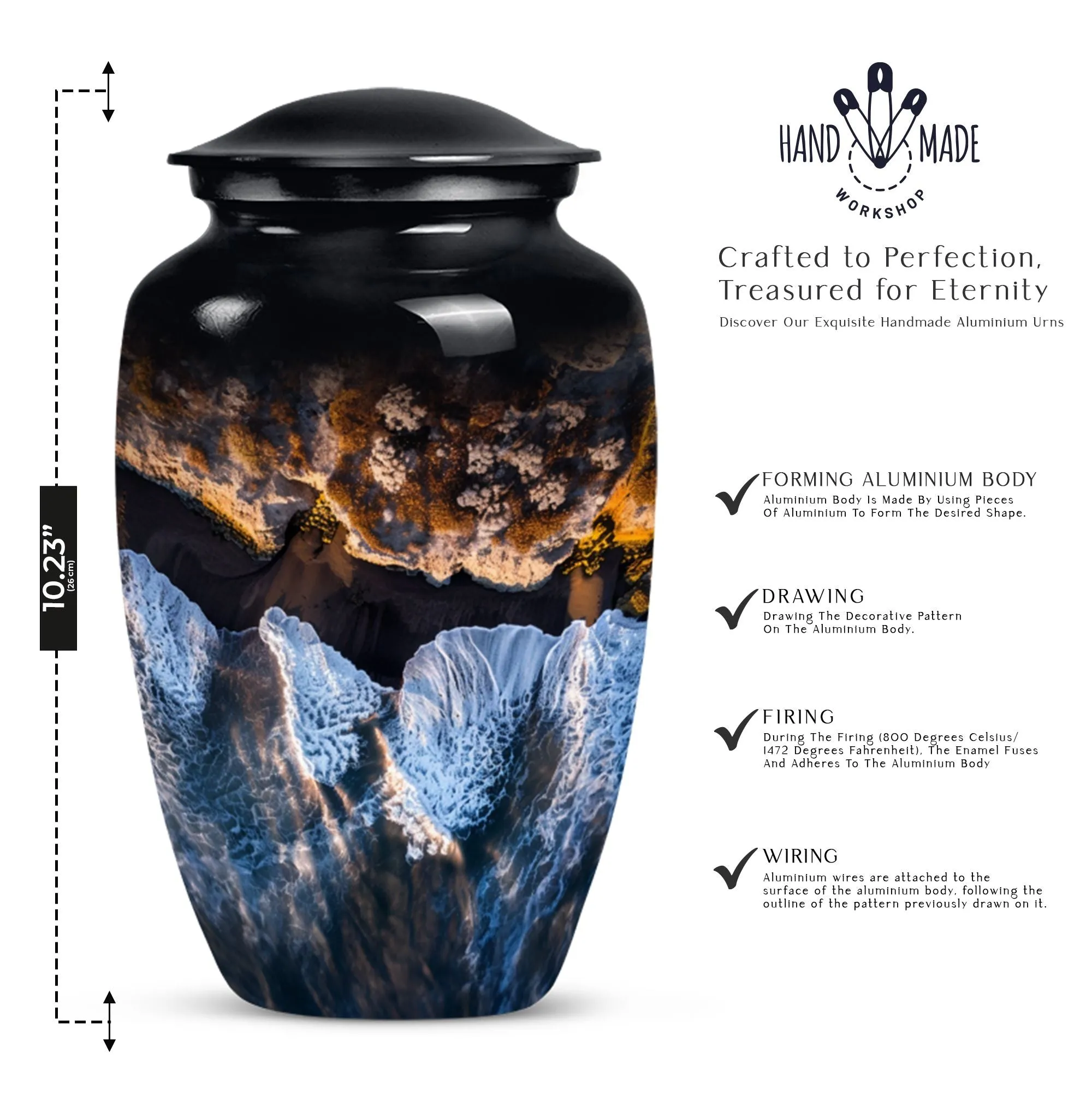 Resilient Ocean Waves: A Majestic Memorial Urn for Ashes