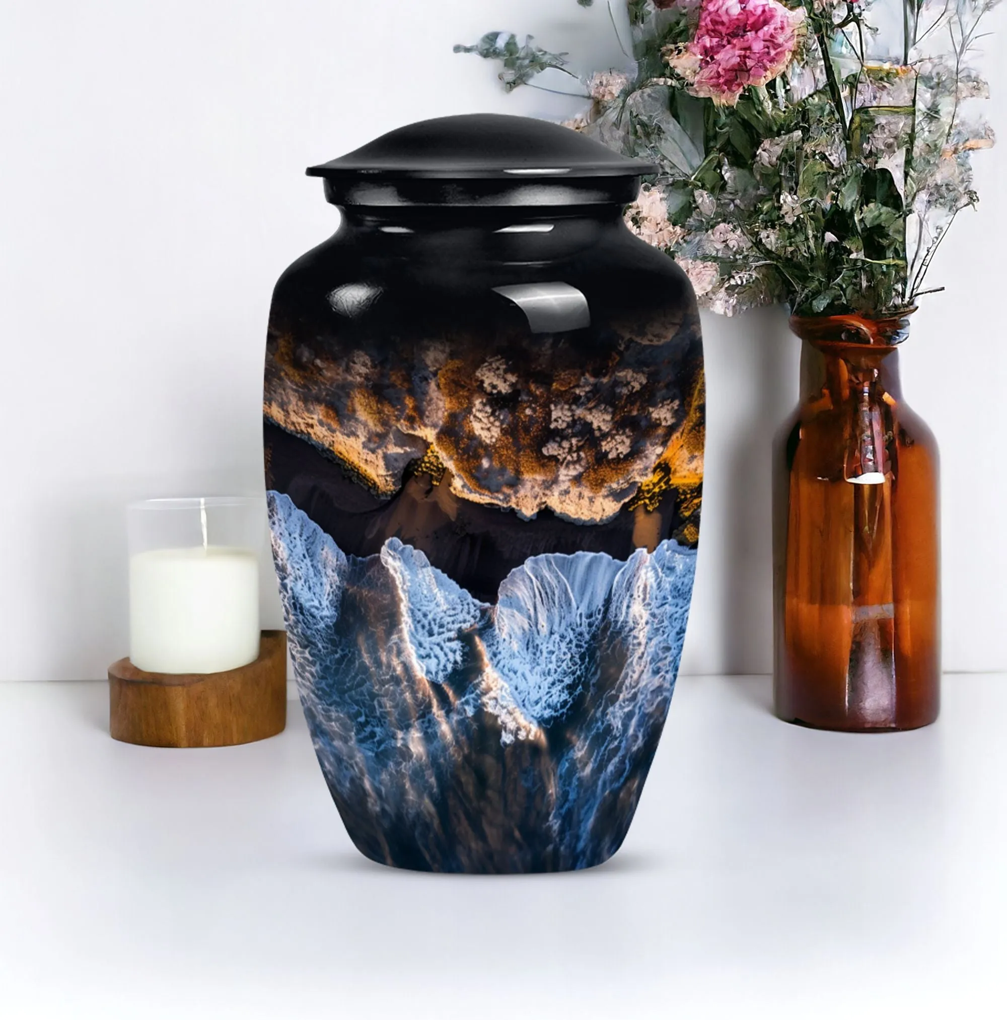 Resilient Ocean Waves: A Majestic Memorial Urn for Ashes