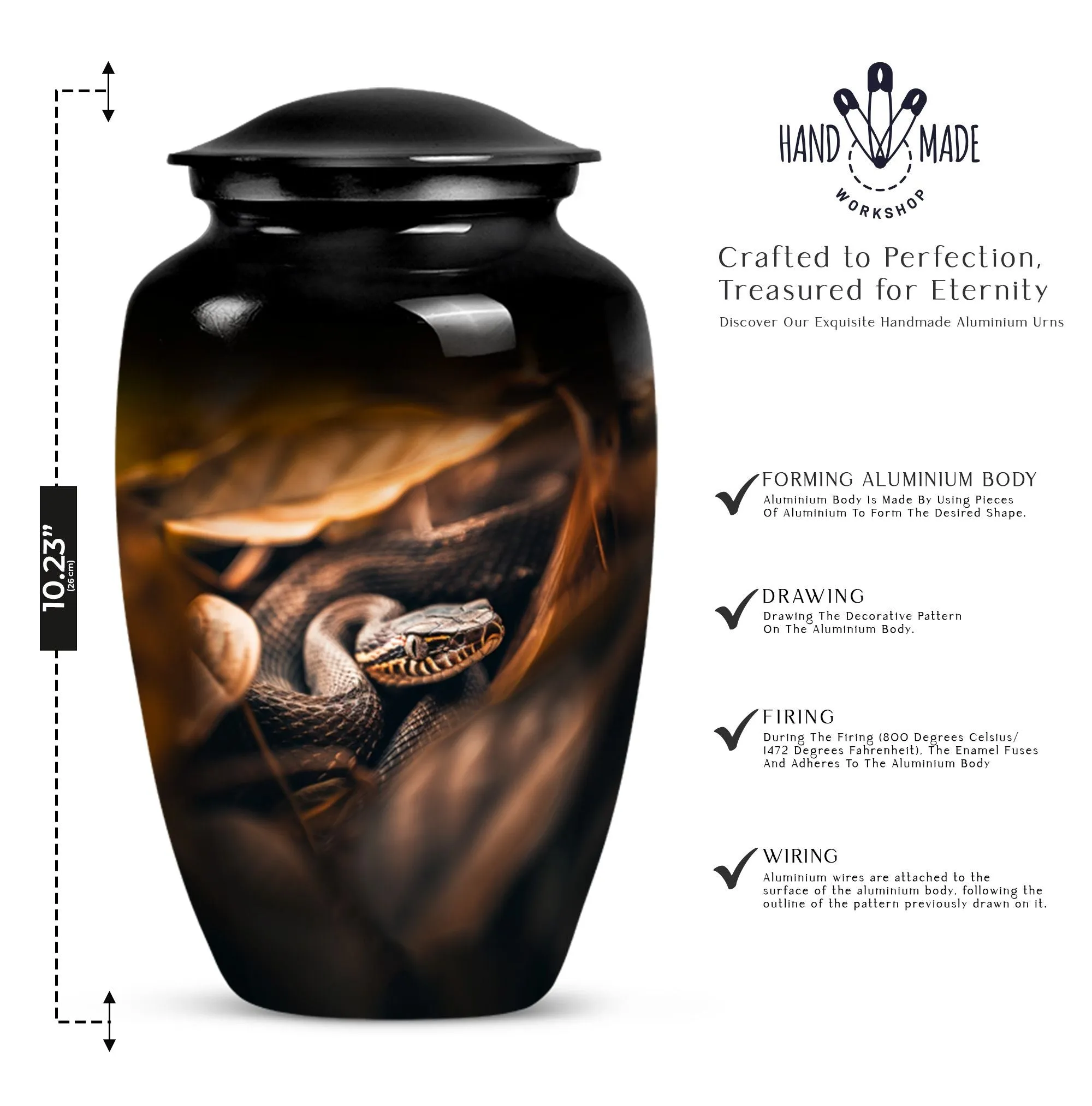 Serpent-Imprint Cremation Urn - Snake Urn For Storing Human Ashes