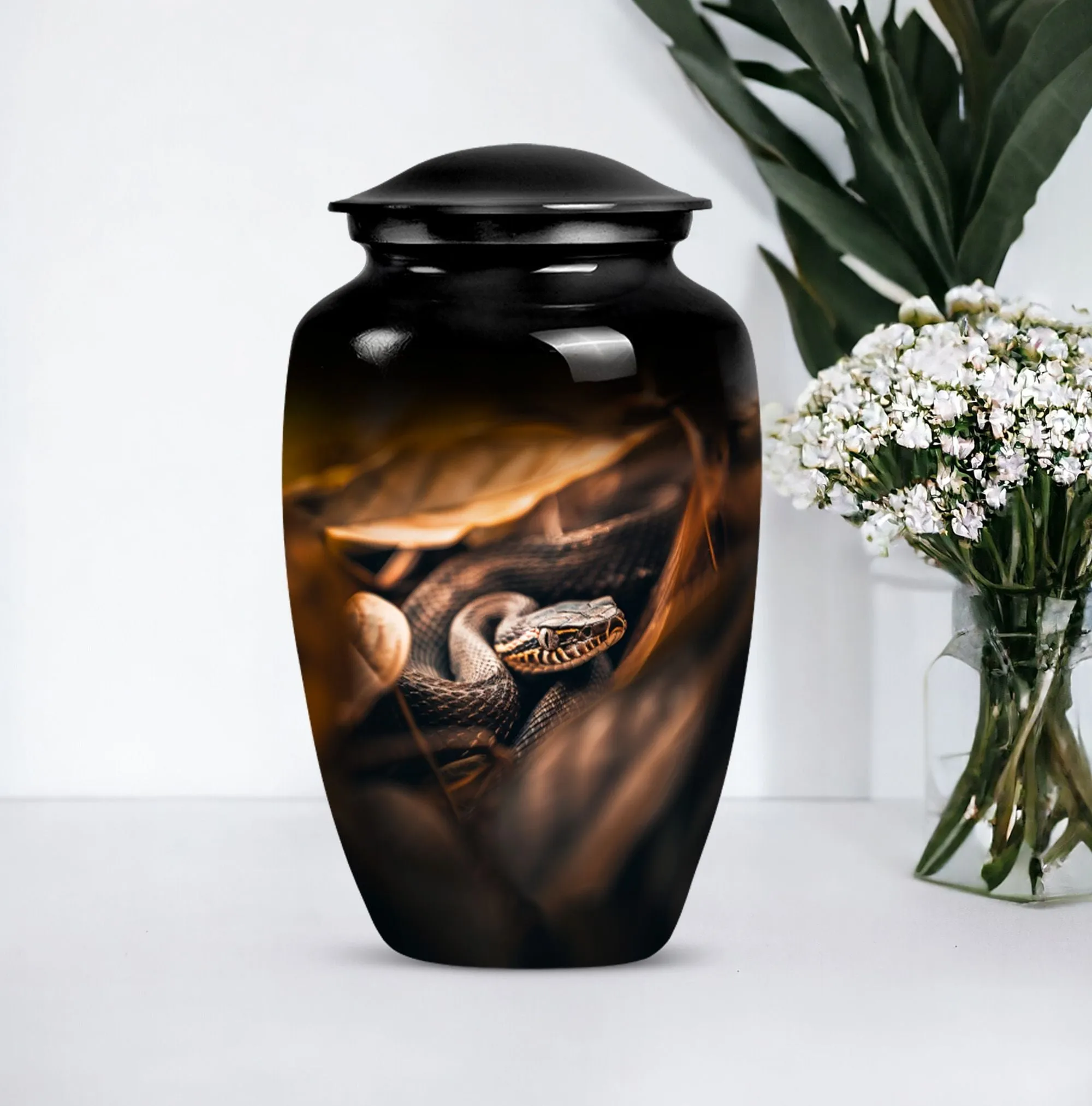 Serpent-Imprint Cremation Urn - Snake Urn For Storing Human Ashes