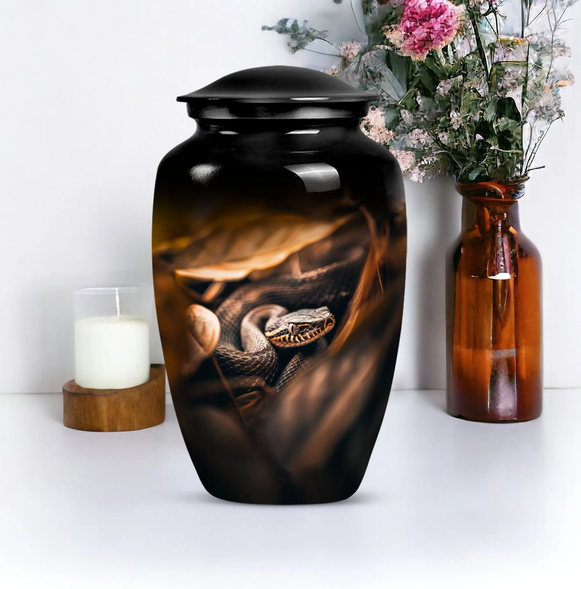 Serpent-Imprint Cremation Urn - Snake Urn For Storing Human Ashes