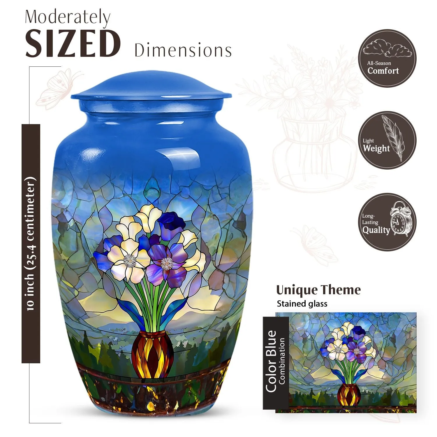 Stained Glass Burial Urn - Tribute for Male and Female