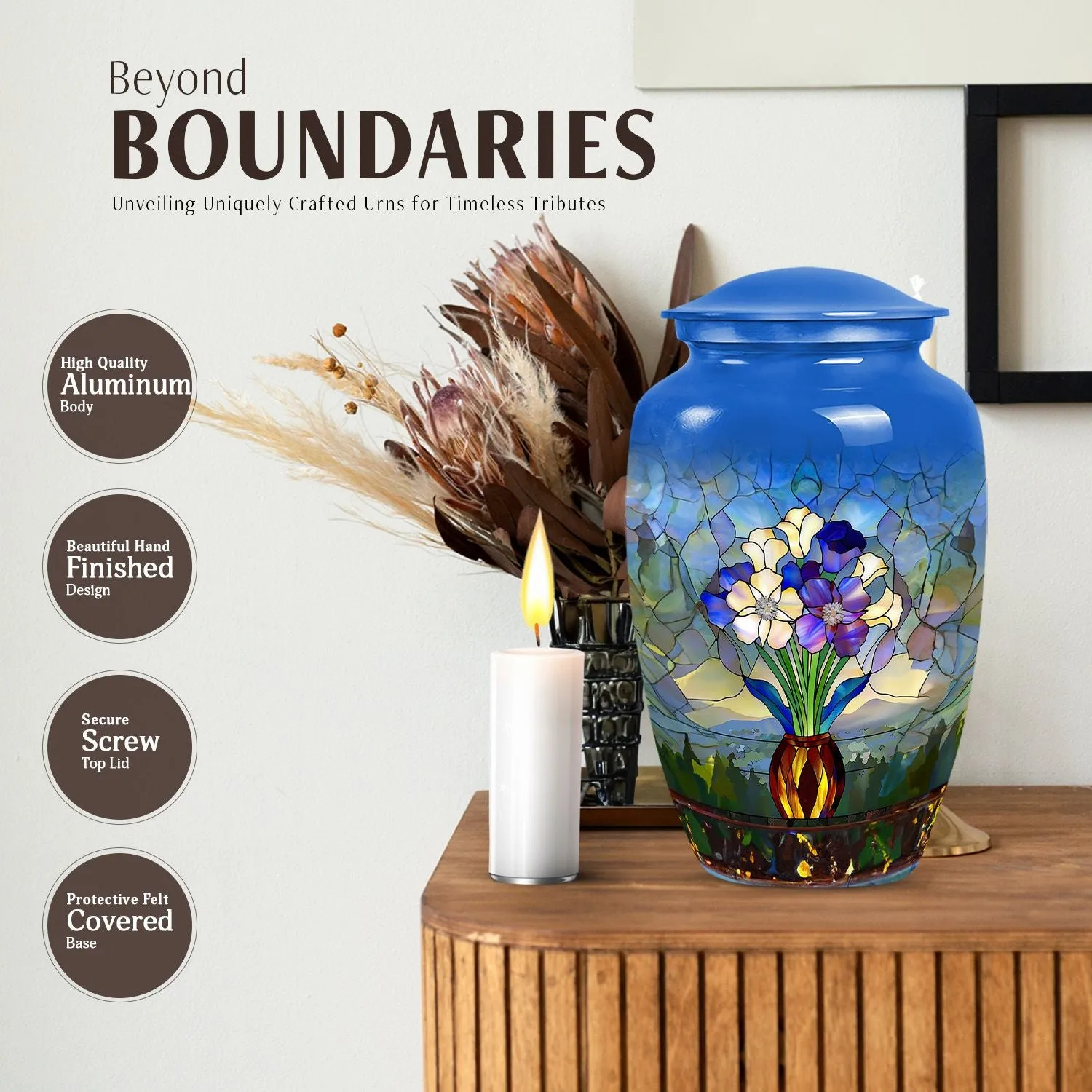 Stained Glass Burial Urn - Tribute for Male and Female