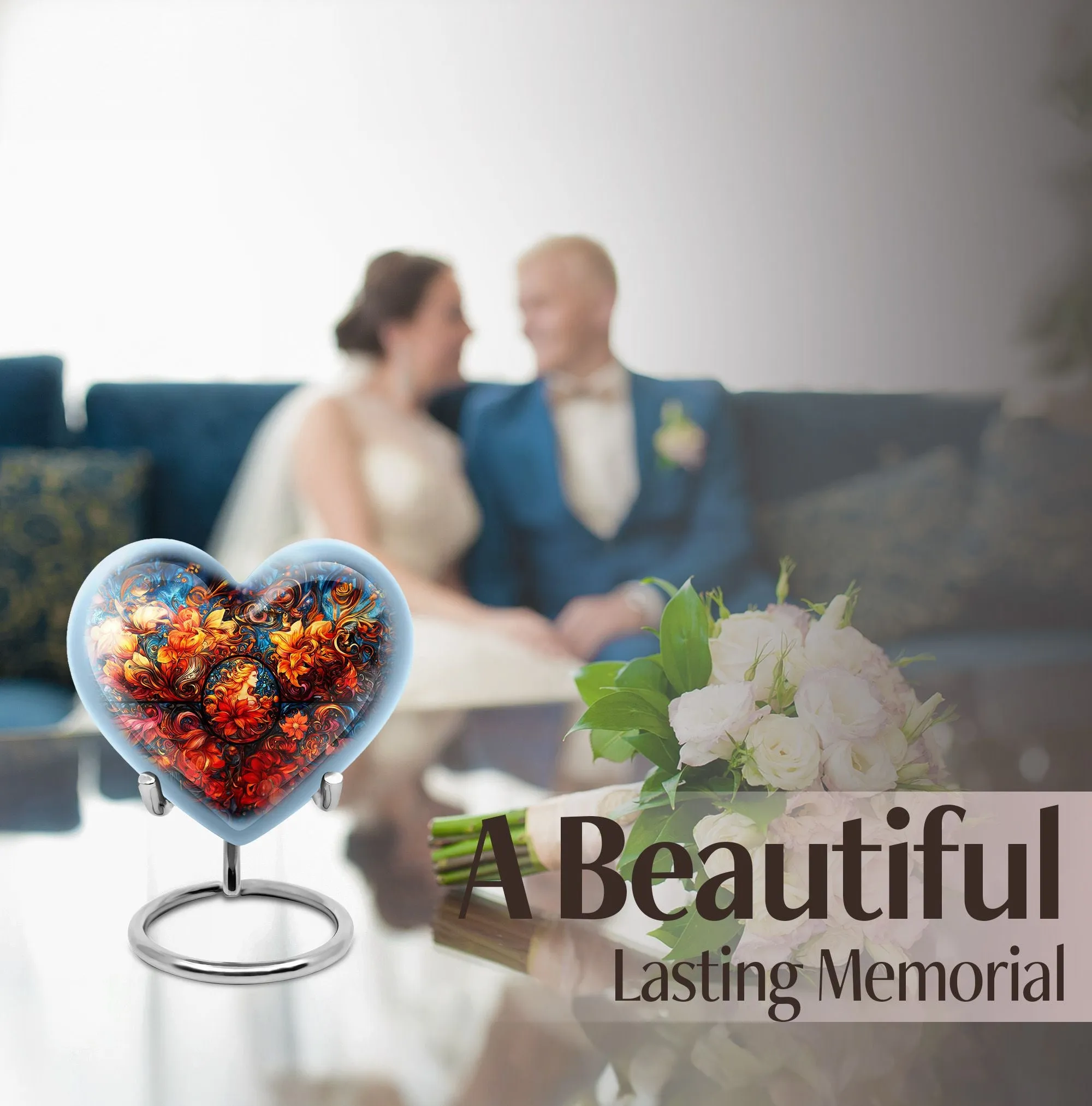 Stained Glass Heart Legacy Tribute - Burial Urn for Loved Ones