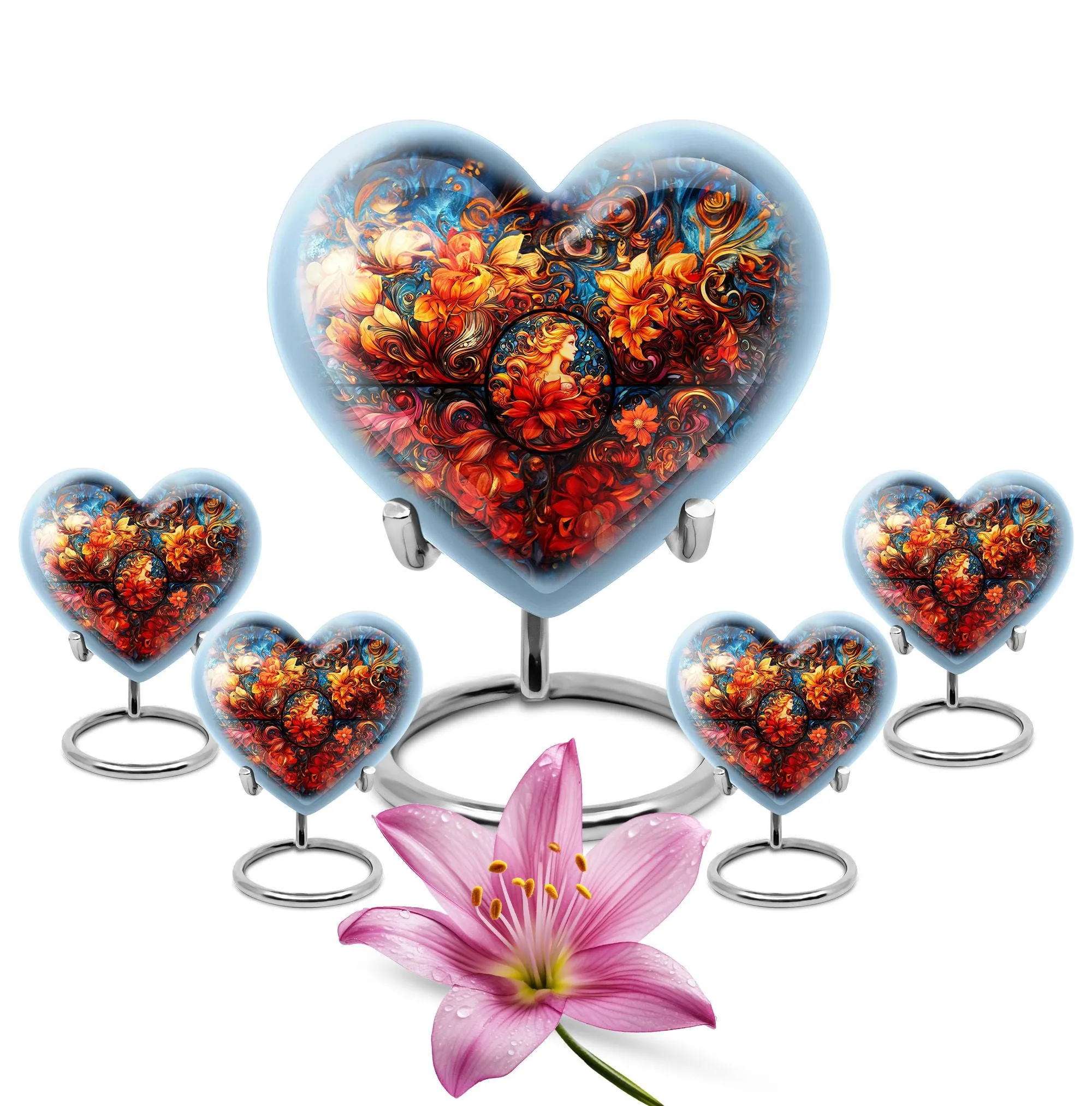 Stained Glass Heart Legacy Tribute - Burial Urn for Loved Ones