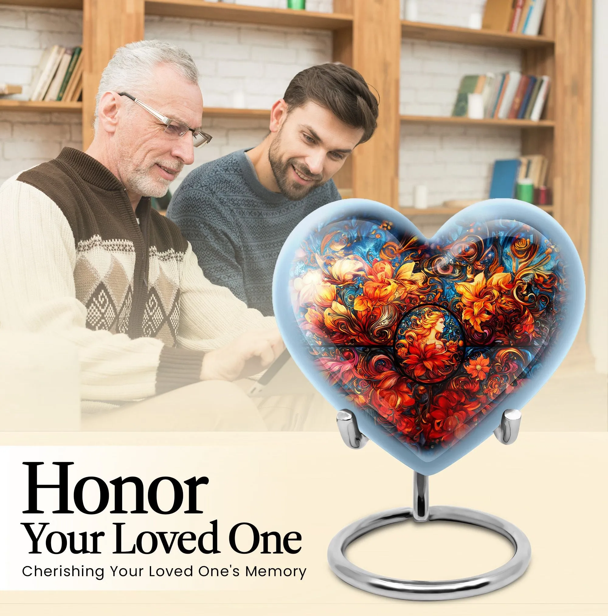Stained Glass Heart Legacy Tribute - Burial Urn for Loved Ones