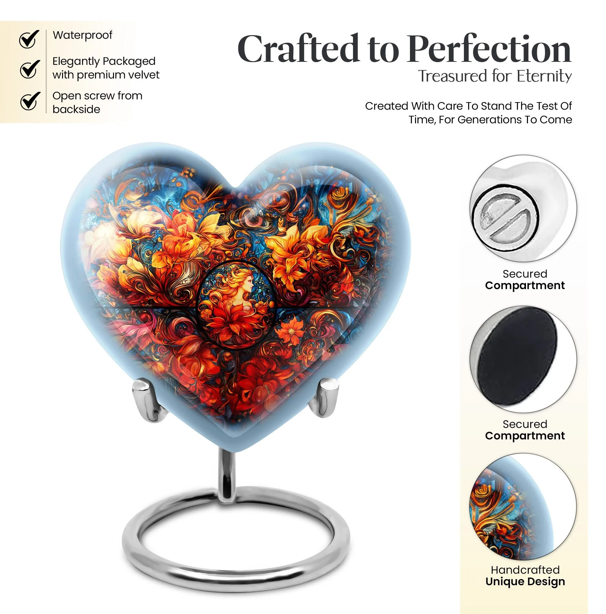 Stained Glass Heart Legacy Tribute - Burial Urn for Loved Ones