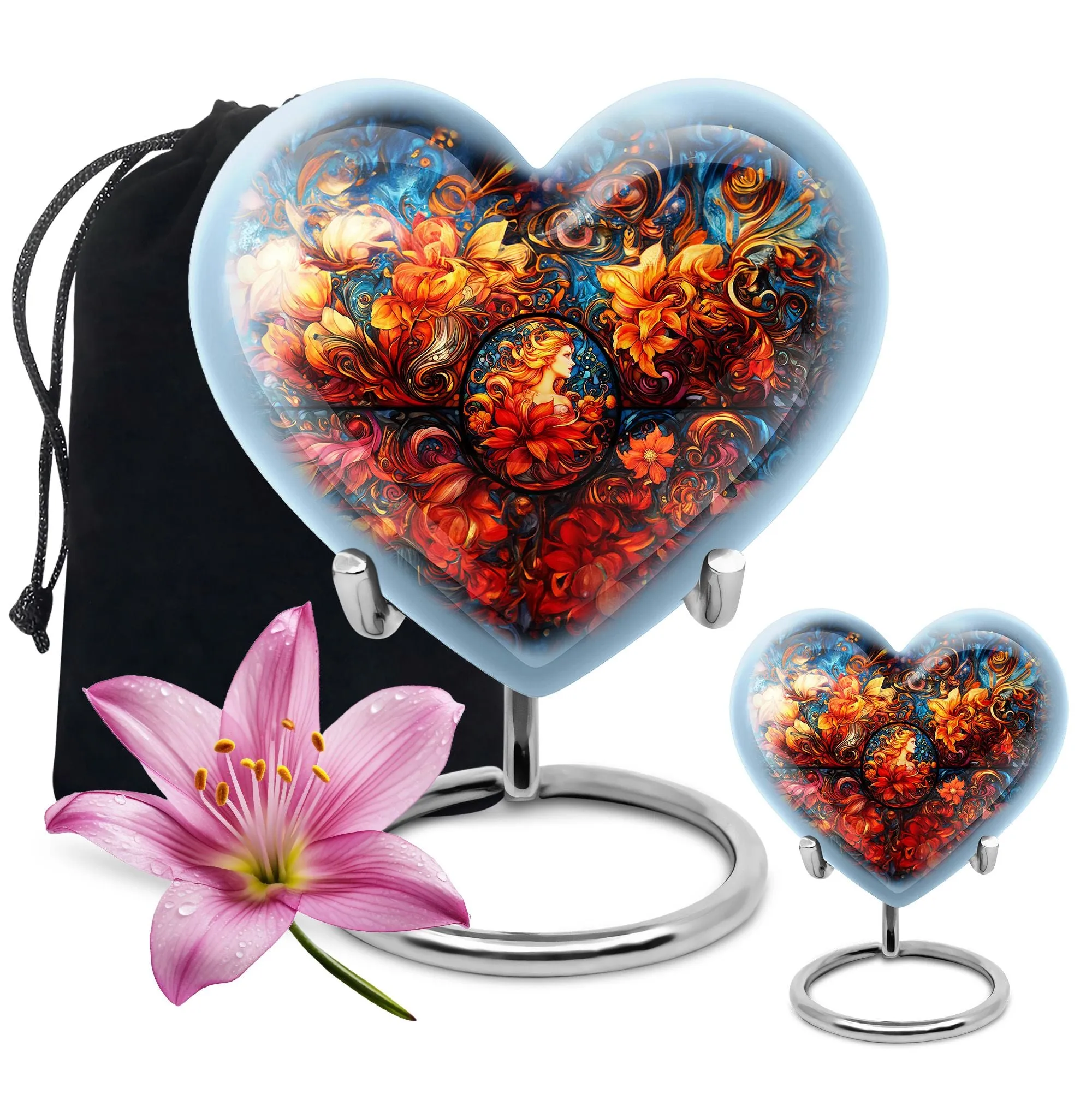 Stained Glass Heart Legacy Tribute - Burial Urn for Loved Ones