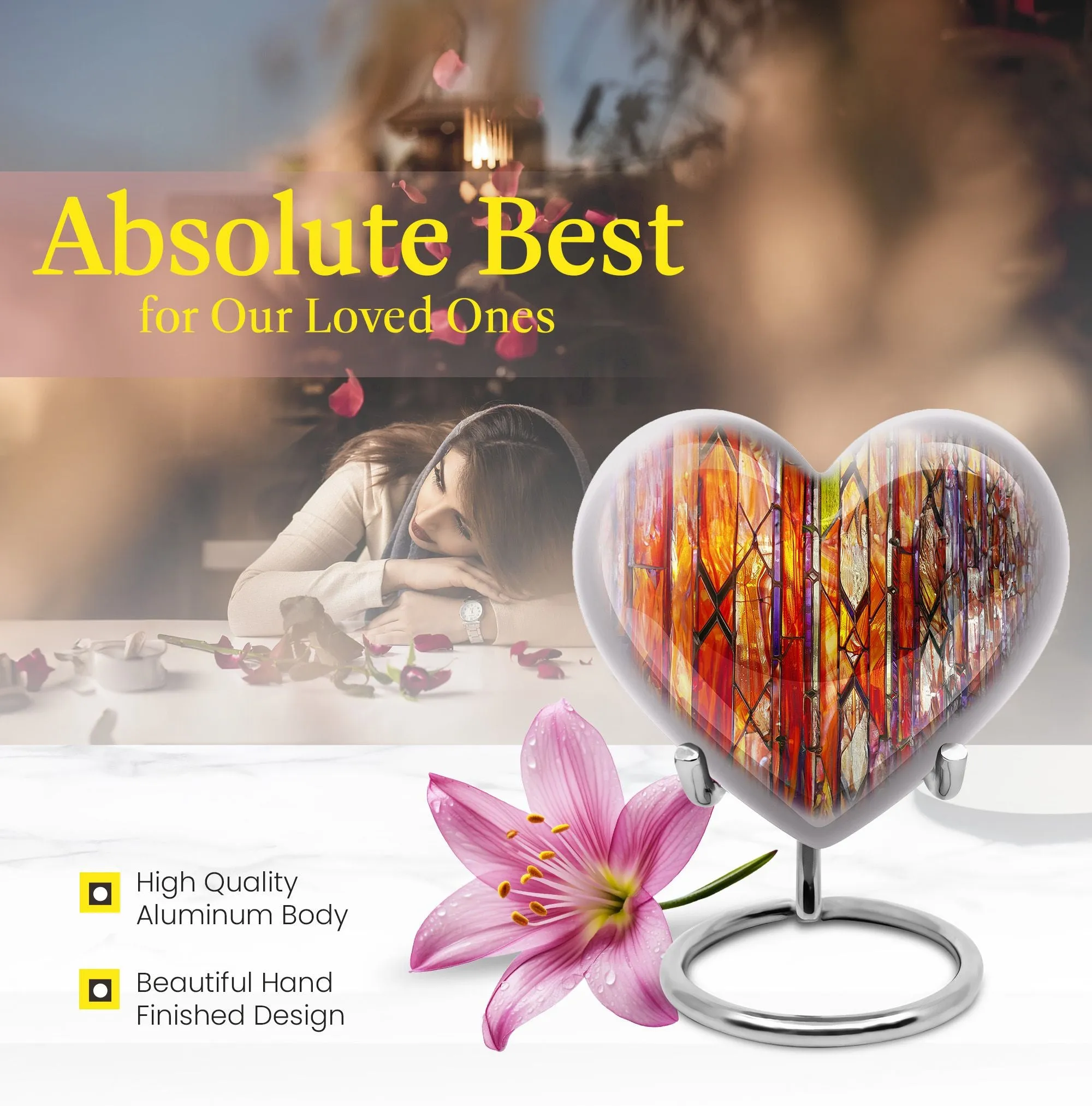 Stellar Memorial Lustrous Stained Glass Urn for Loved Ones