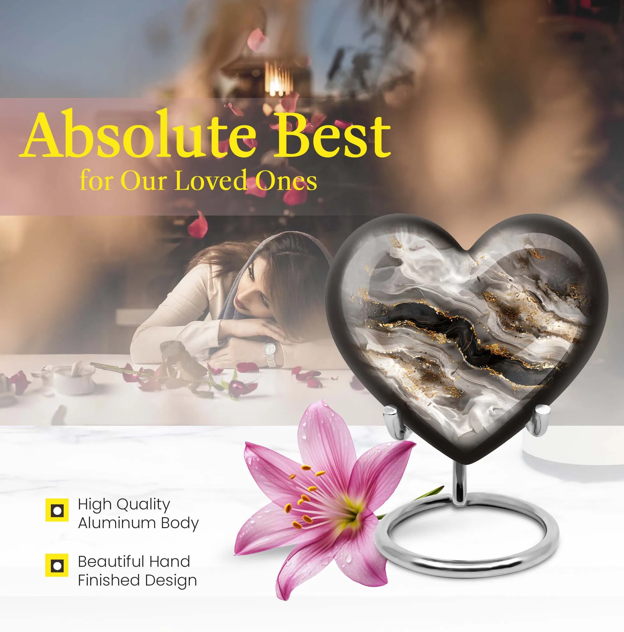 Swirl Theme Cremation Urn - Heart Shaped Keepsake Urn