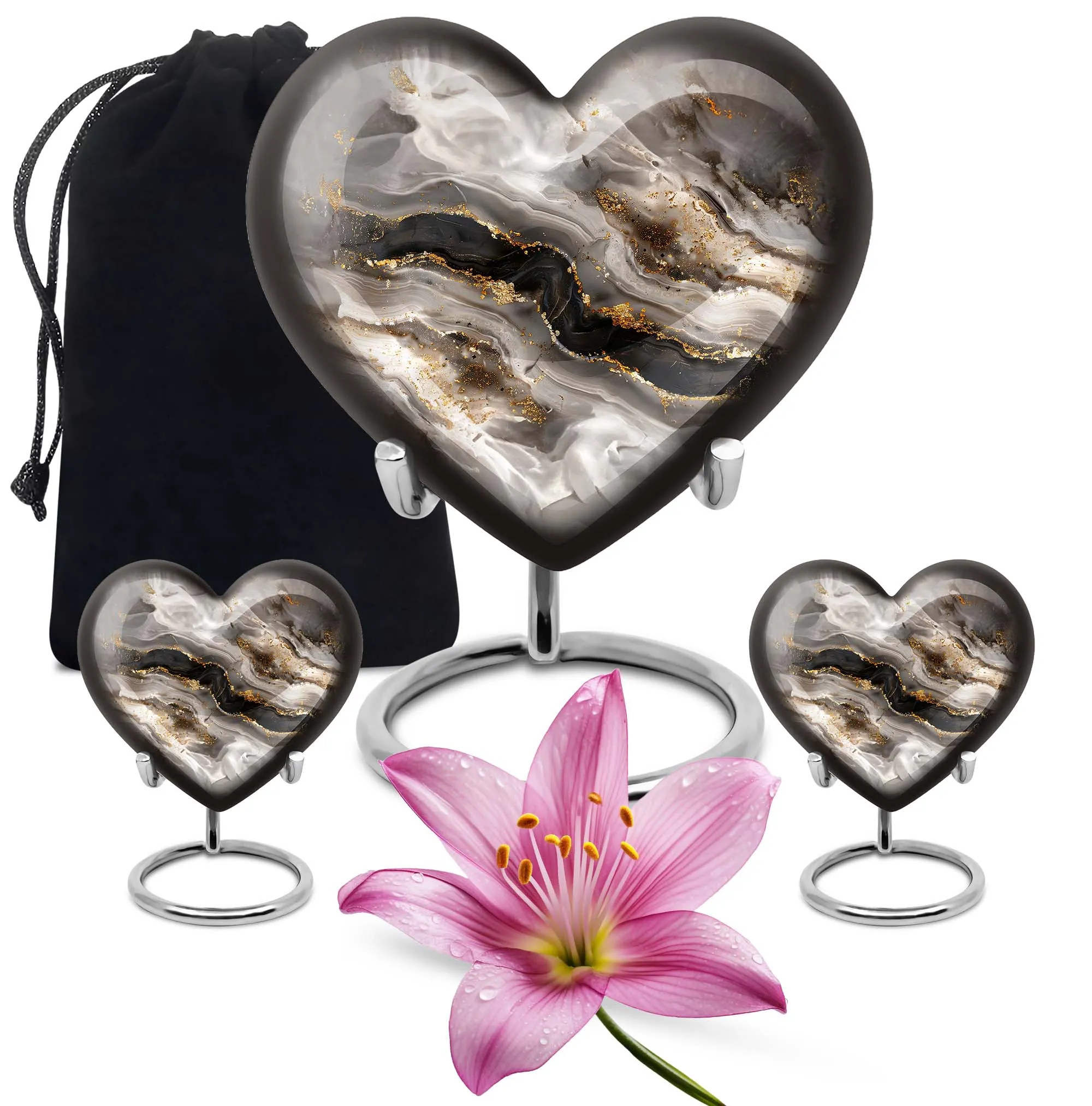 Swirl Theme Cremation Urn - Heart Shaped Keepsake Urn
