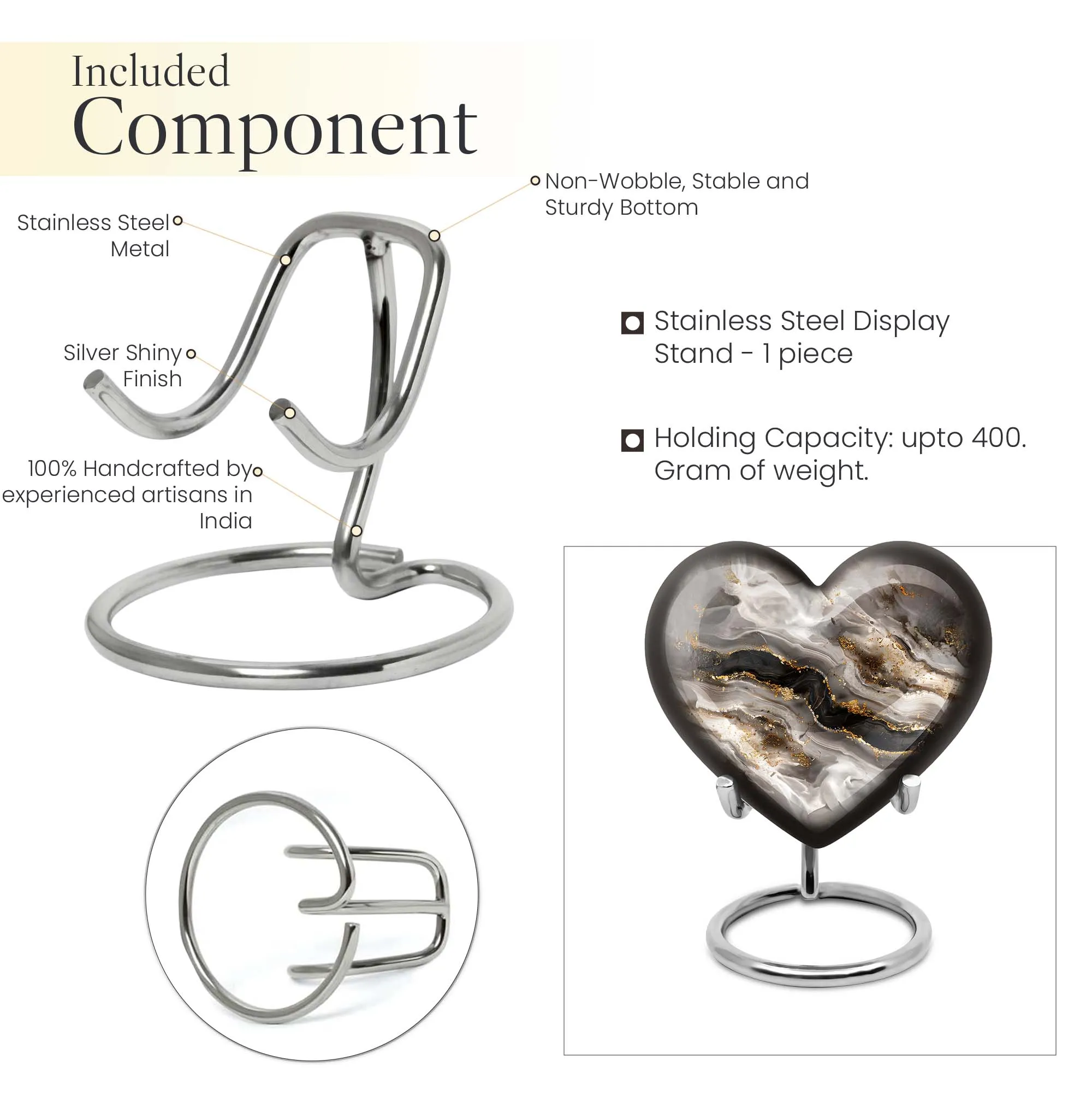 Swirl Theme Cremation Urn - Heart Shaped Keepsake Urn